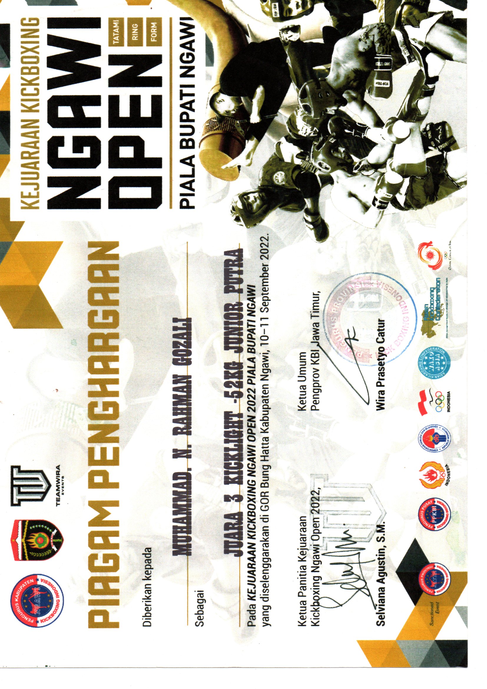 KEJUARAAN KICKBOXING NGAWI OPEN 2022 PIALA BUPATI NGAWI