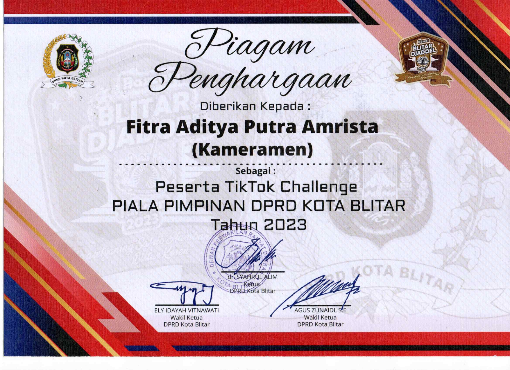 (Talent) TIKTOK Callenge PIALA PIMPINAN DPRD KOTA BLITAR KOTA BLITAR Tahun 2023