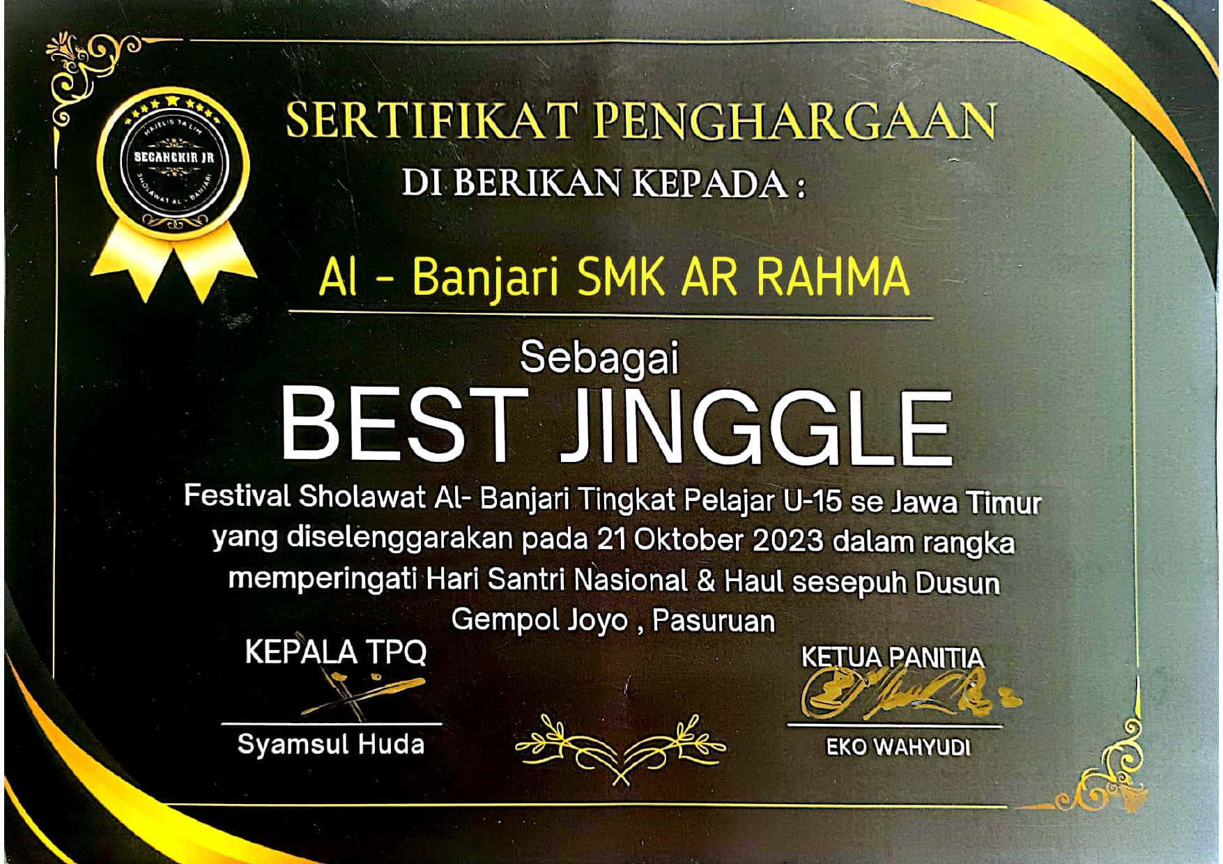 Best Jinggle Festival Sholawat Al Banjari Tingkat Pelajar u - 15