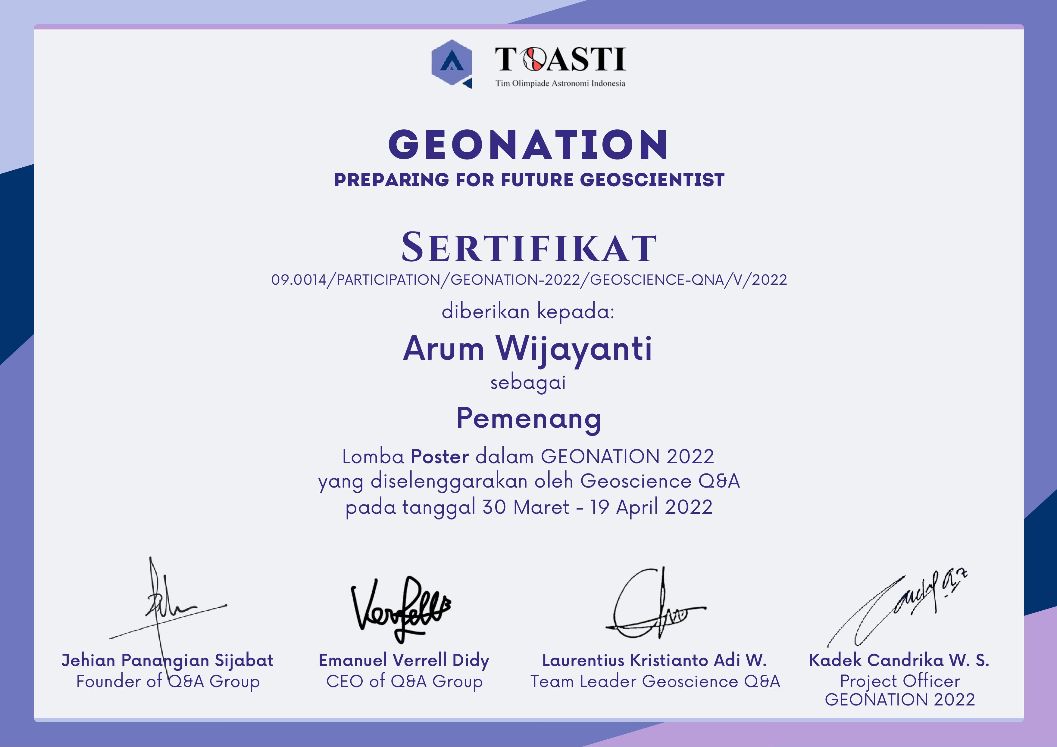 PEMENANG LOMBA POSTER GEONATION 2022 GEOSCIENCE Q&A GROUP