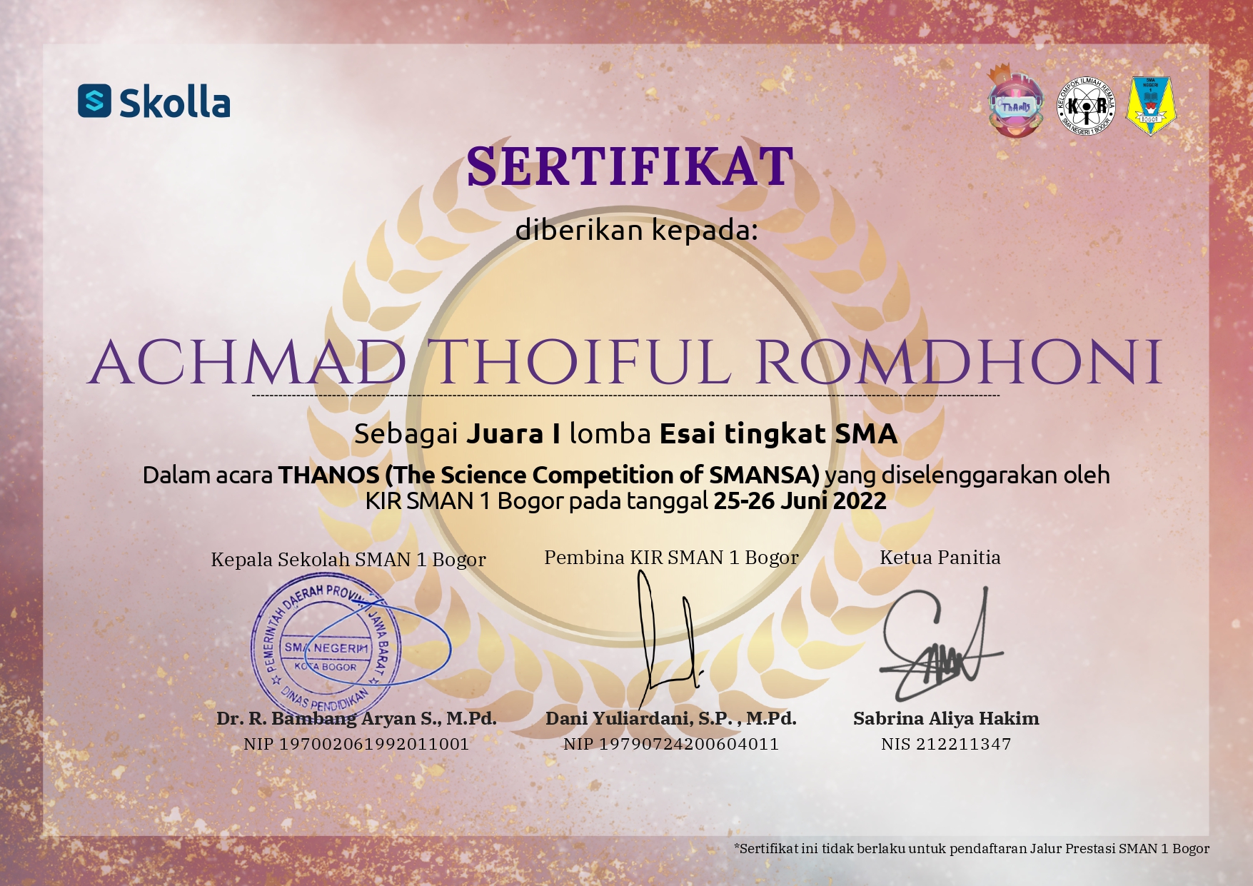 Lomba Esai tingkat SMA dalam Thanos (The Science Competition of SMANSA) 