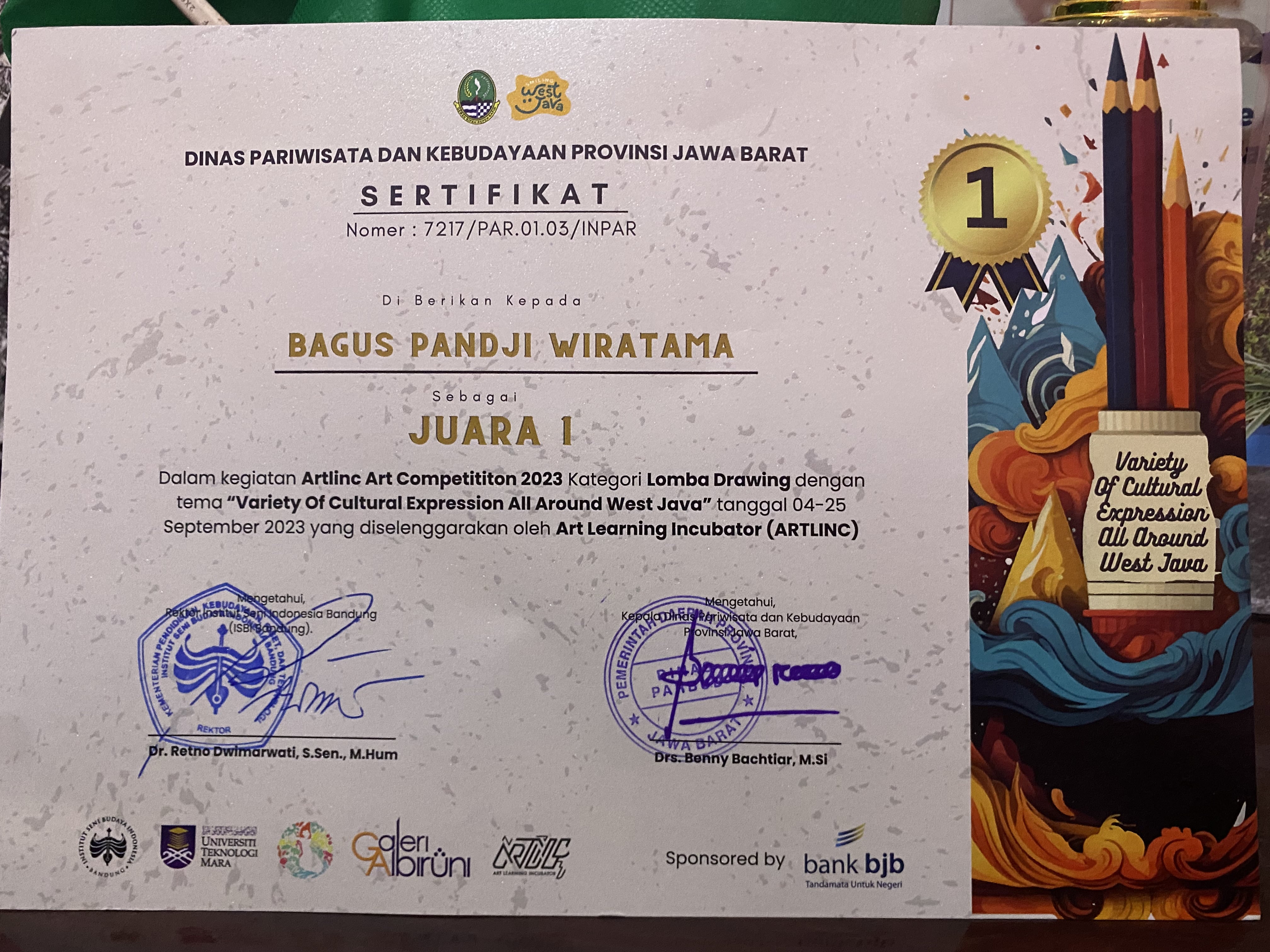 JUARA 1 ARTLINC ART COMPETITION 2023 KATEGORI LOMBA DRAWING