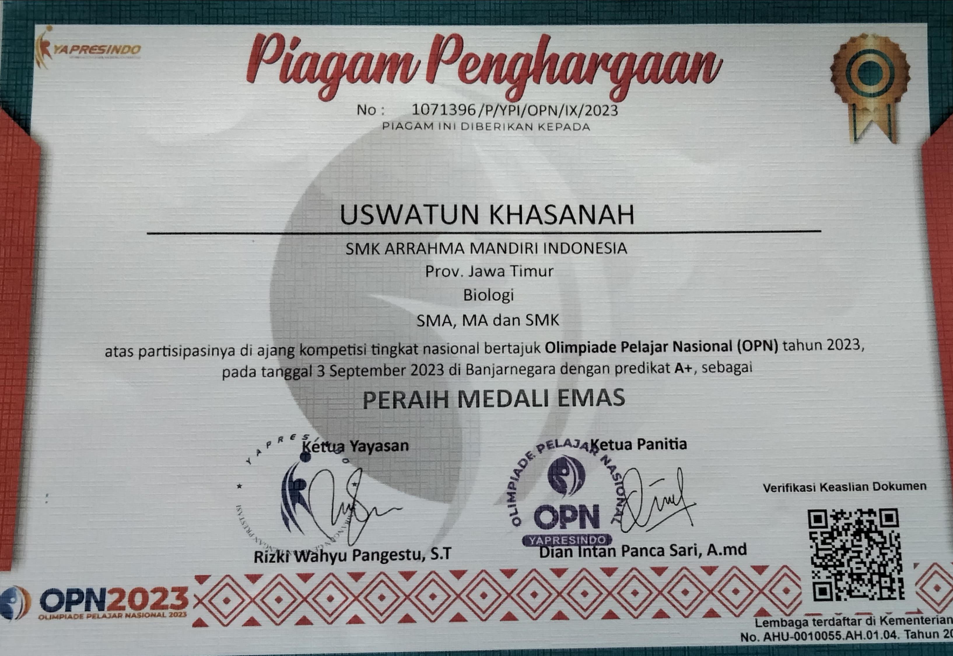 Olimpiade Pelajar Nasional (OPN) di Banjarnegara Mapel Biologi Tingkat SMA,MA,SMK