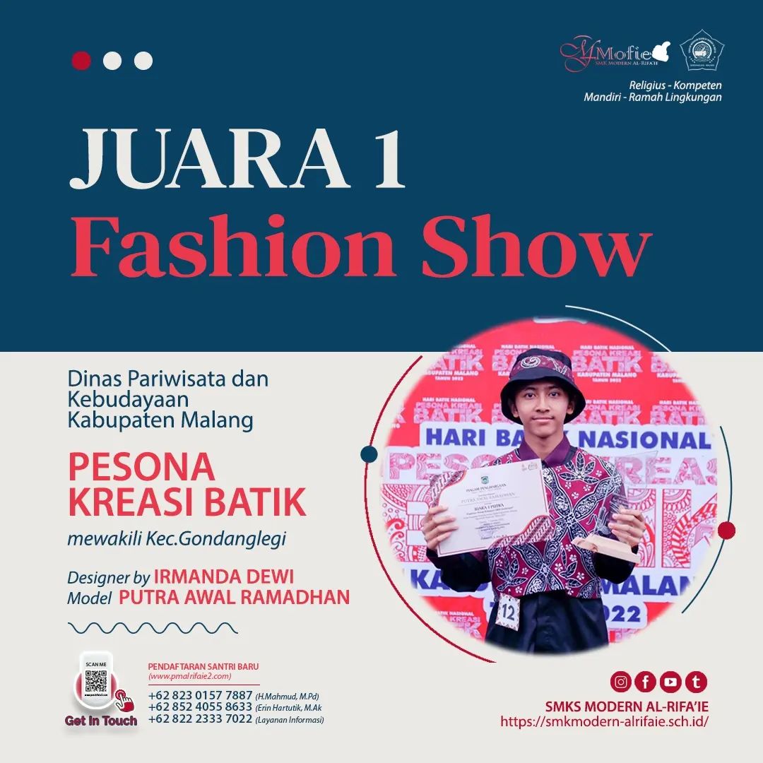 Juara 1 Lomba Fashion Show Hari Batik Nasional Kabupaten Malang