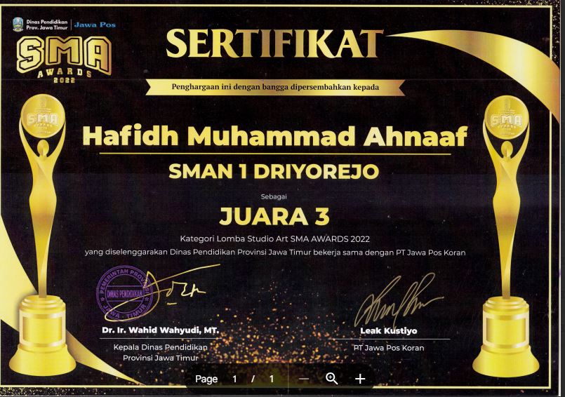 Juara 3 - STUDIO ART (SMA AWARD JATIM 2022)