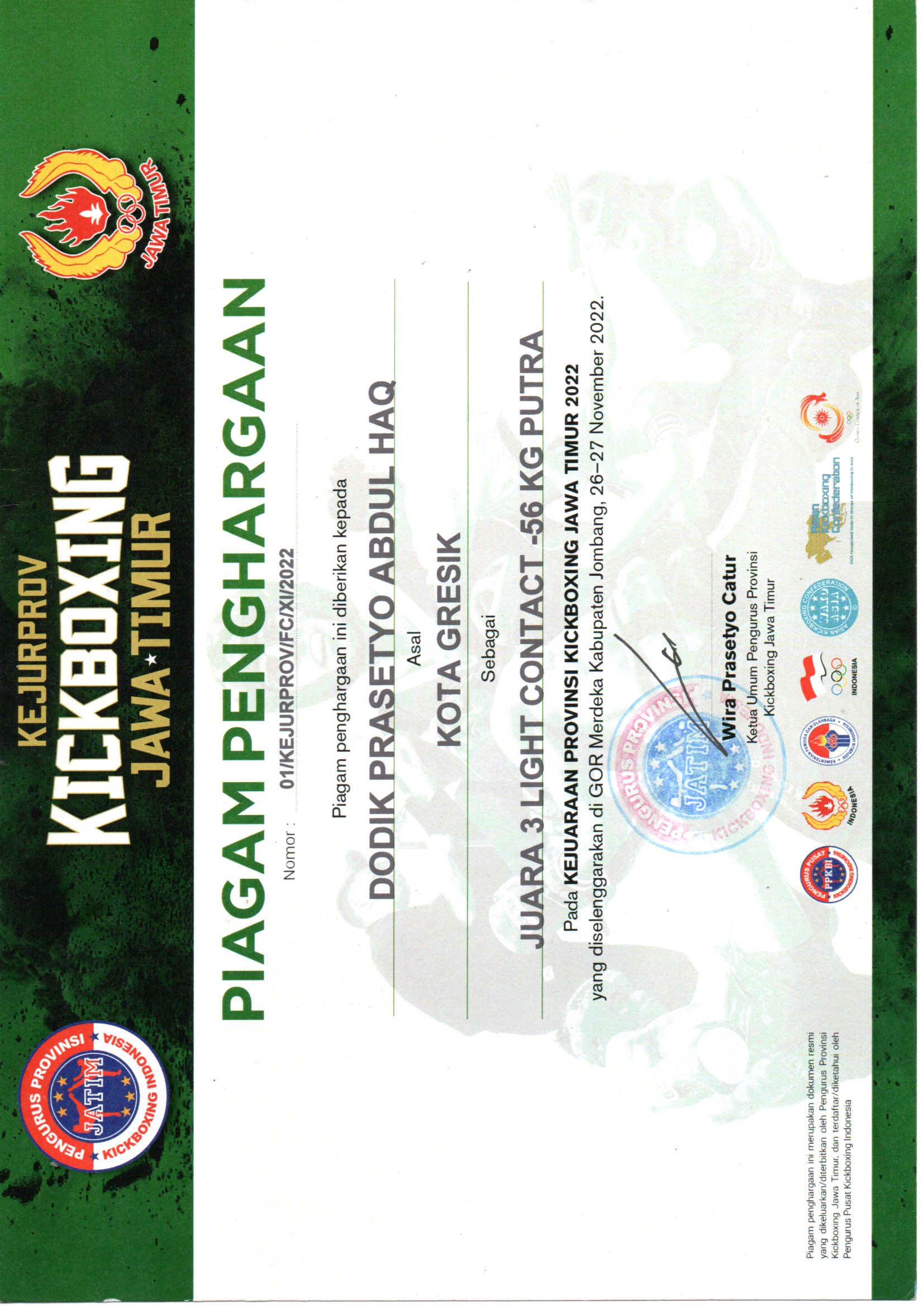 KEJUARAAN PROVINSI KICKBOXING JAWA TIMUR 2022