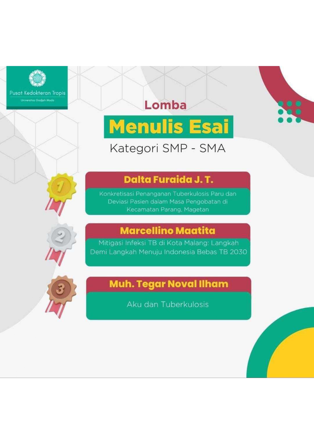 Lomba Menulis Esai Hari Tuberkulosis Sedunia 2022 (Kategori SMP-SMA) 