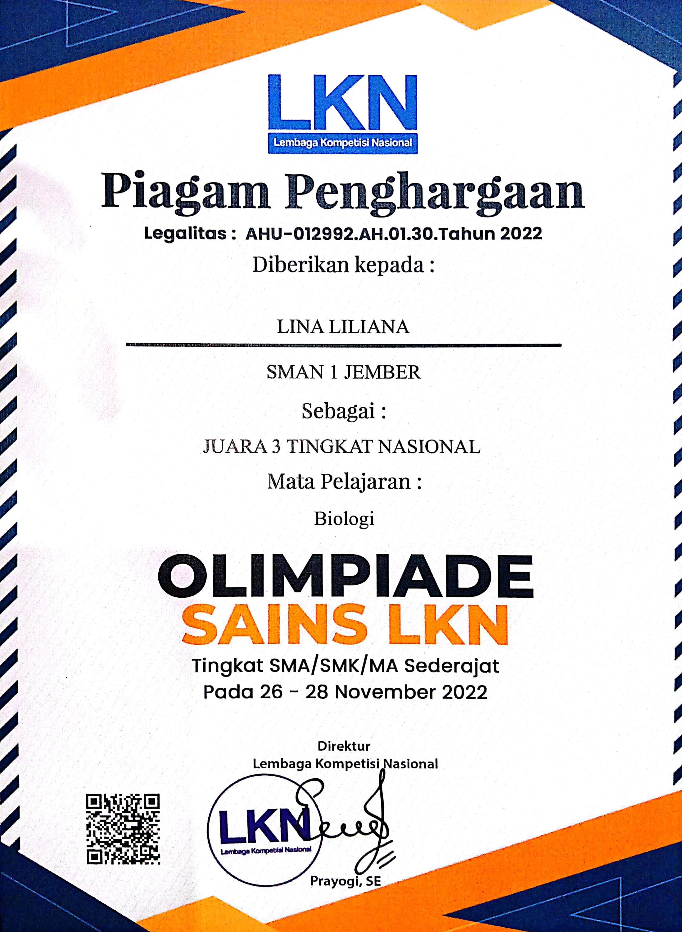 OLIMPIADE SAINS LKN - BIOLOGI