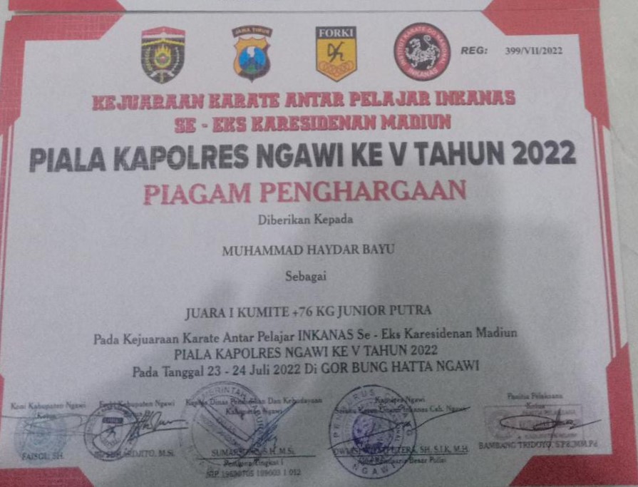 Piala Kapolres Ngawi - Kejuaraan Karate Antar Pelajar Inkanas 