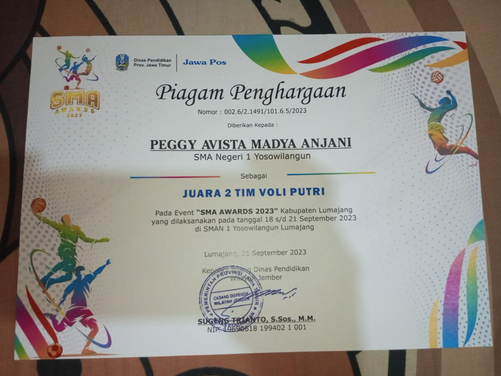 SMA AWARDS 2023 VOLI PUTRI