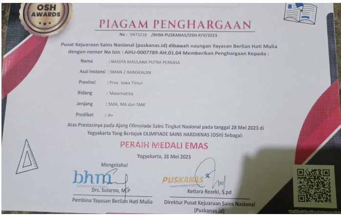 0limpiade Sains Tingkat Nasional pd tgl 28 Mei di Yogyakarta yg bertajuk Olimpiade Sains Hardiknas (OSH) Tahun 2023 