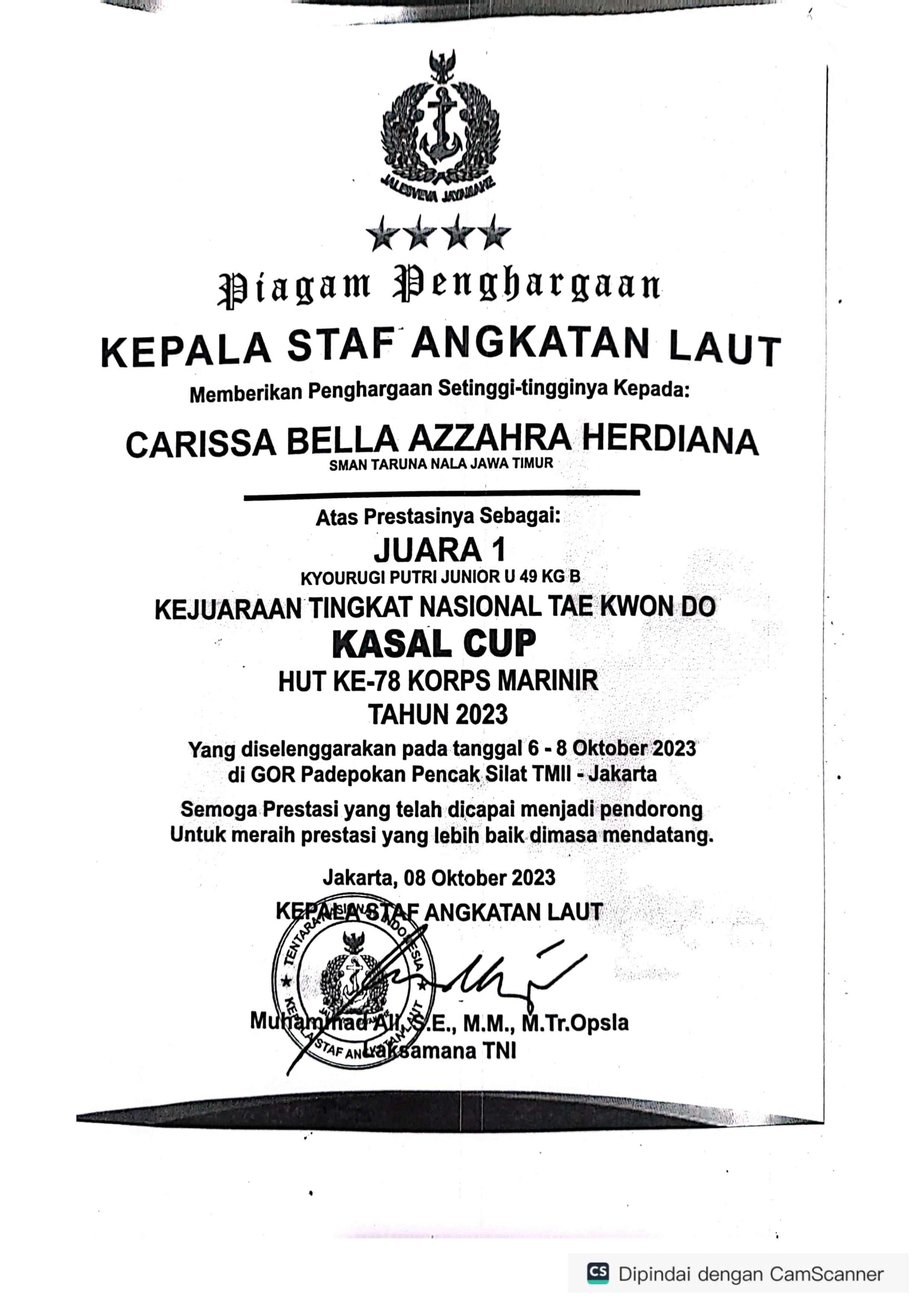 Kasal Cup HUT KE 78 KORPS Marinir