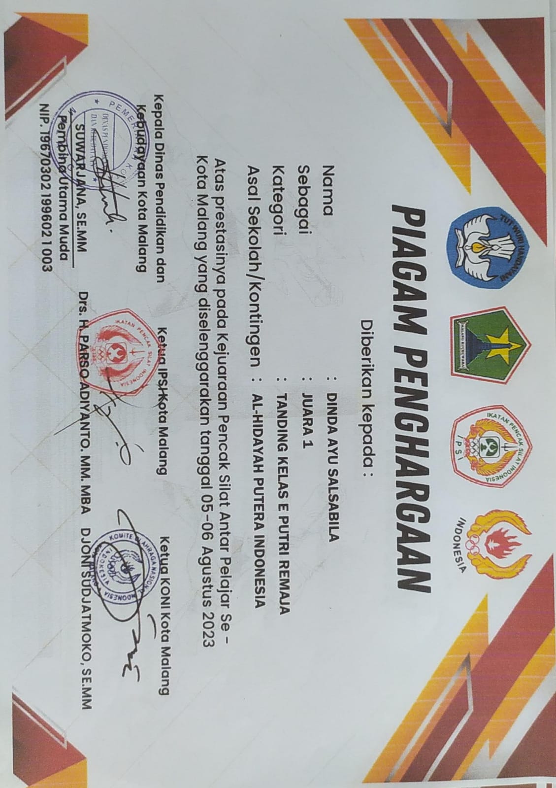 Kejuaraan Pencak Silat Antar Pelajar Se Kota Malang