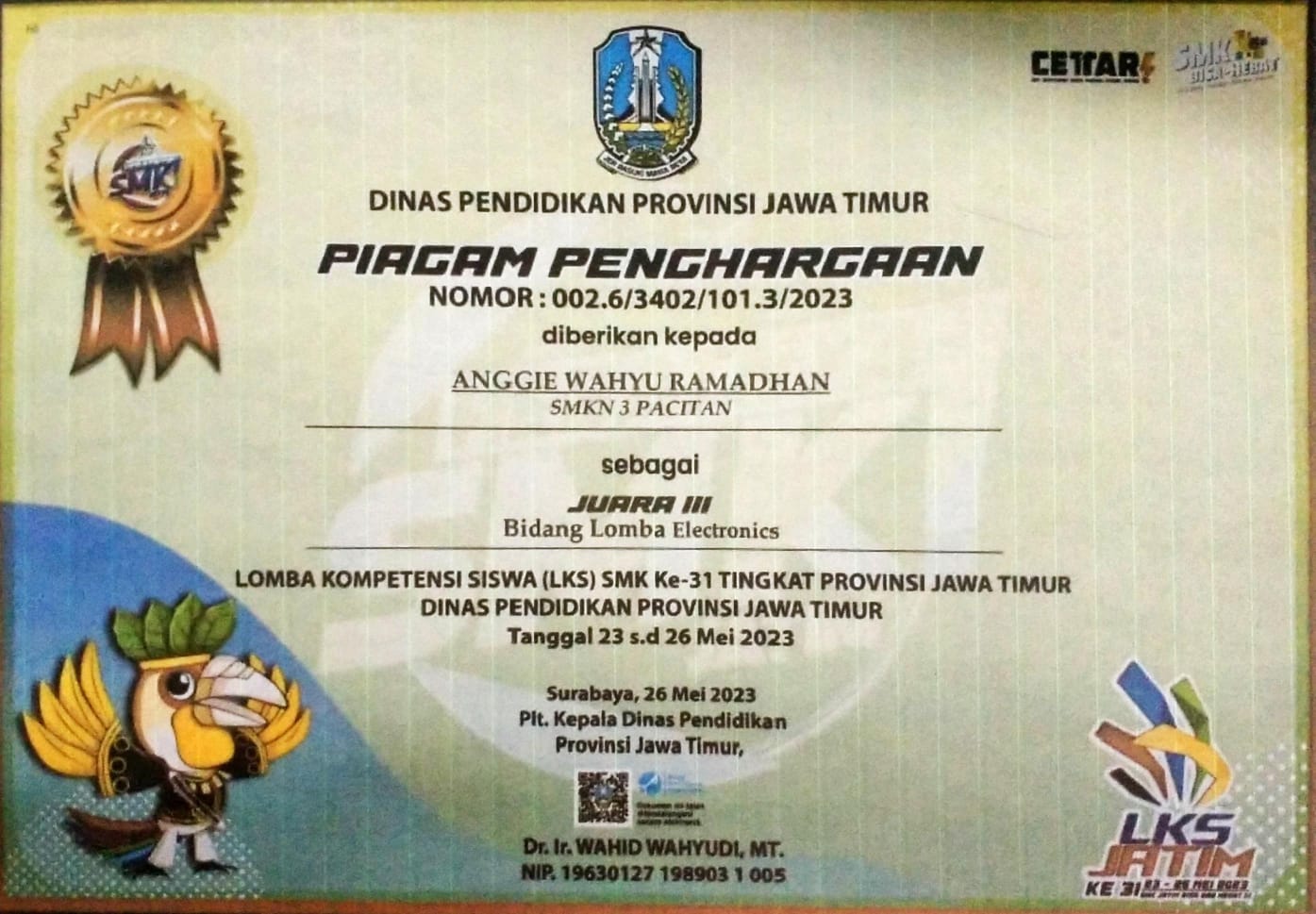 LOMBA KOMPETENSI SISWA SMK KE-31 TAHUN 2023 TINGKAT PROVINSI JAWA TIMUR BIDANG LOMBA ELECTRONICS