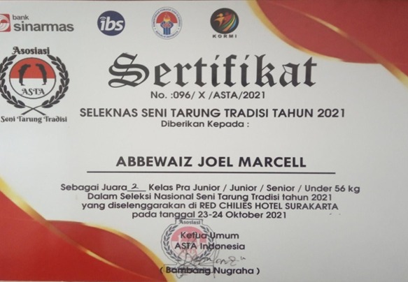 Juara 2 Seleksi Seni Tarung Tradisi Tahun 2021, Tingkat Nasional