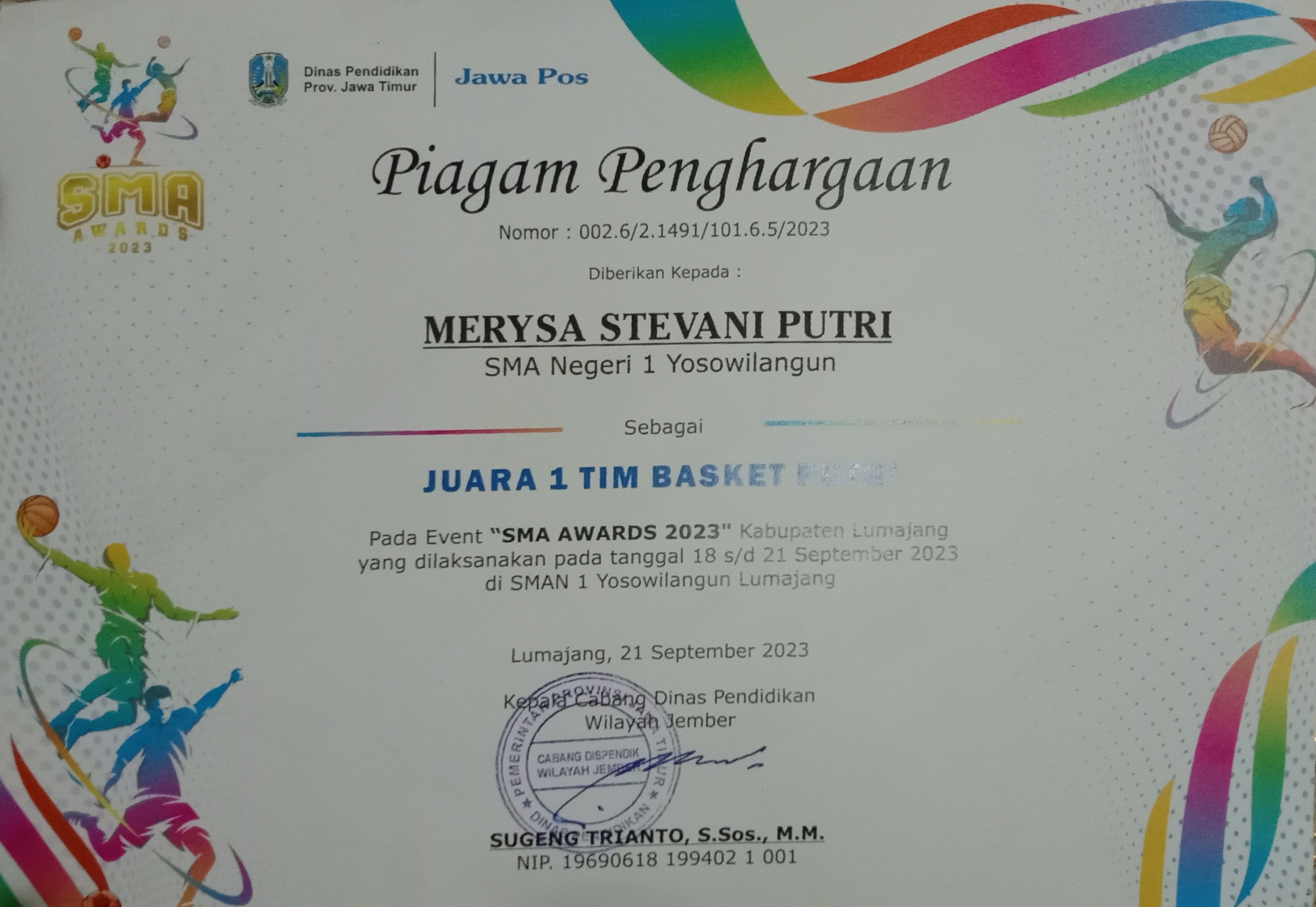 SMA AWARDS 2023 BASKET PUTRI