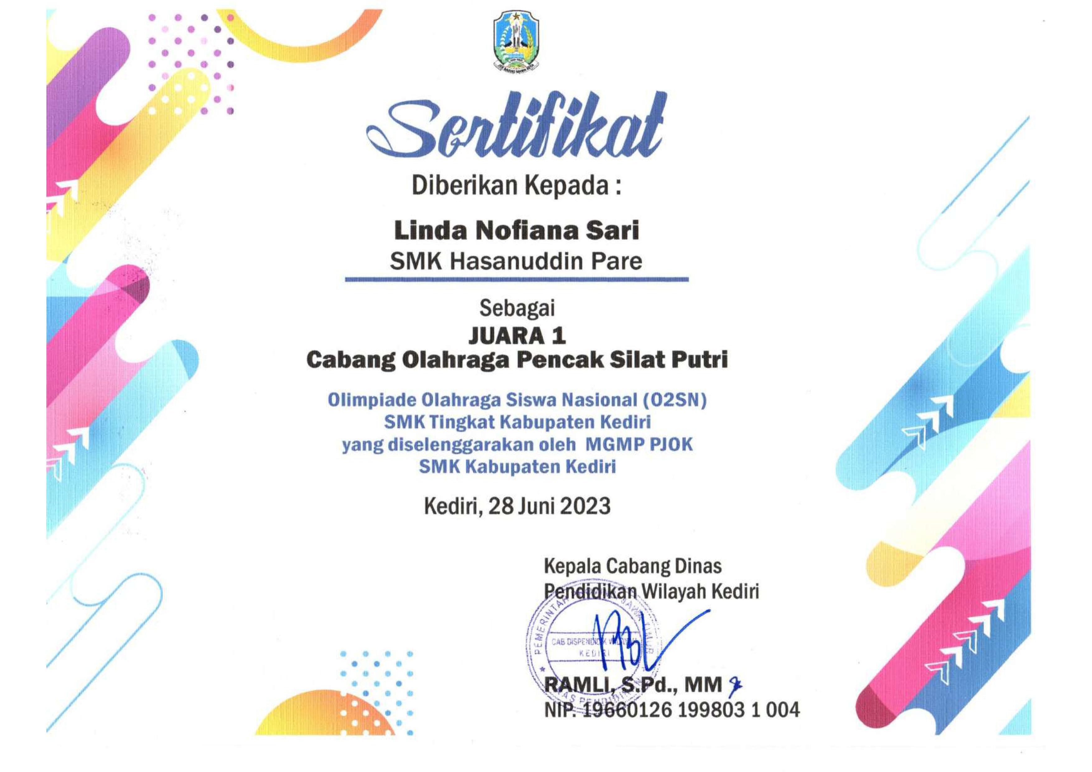 Pencak Silat Putri Olimpiade Olahraga Siswa Nasional Tingkat SMK Kabupaten Kediri