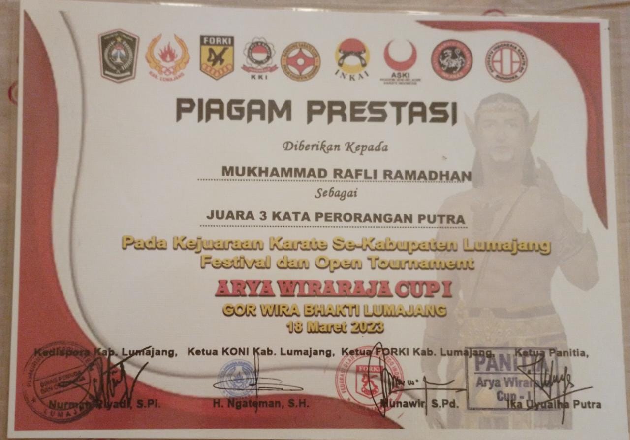 Kejuaraan Karate Se- Kab. Lumajang Festival dan Open Tournament Arya Wiraraja Cup 1