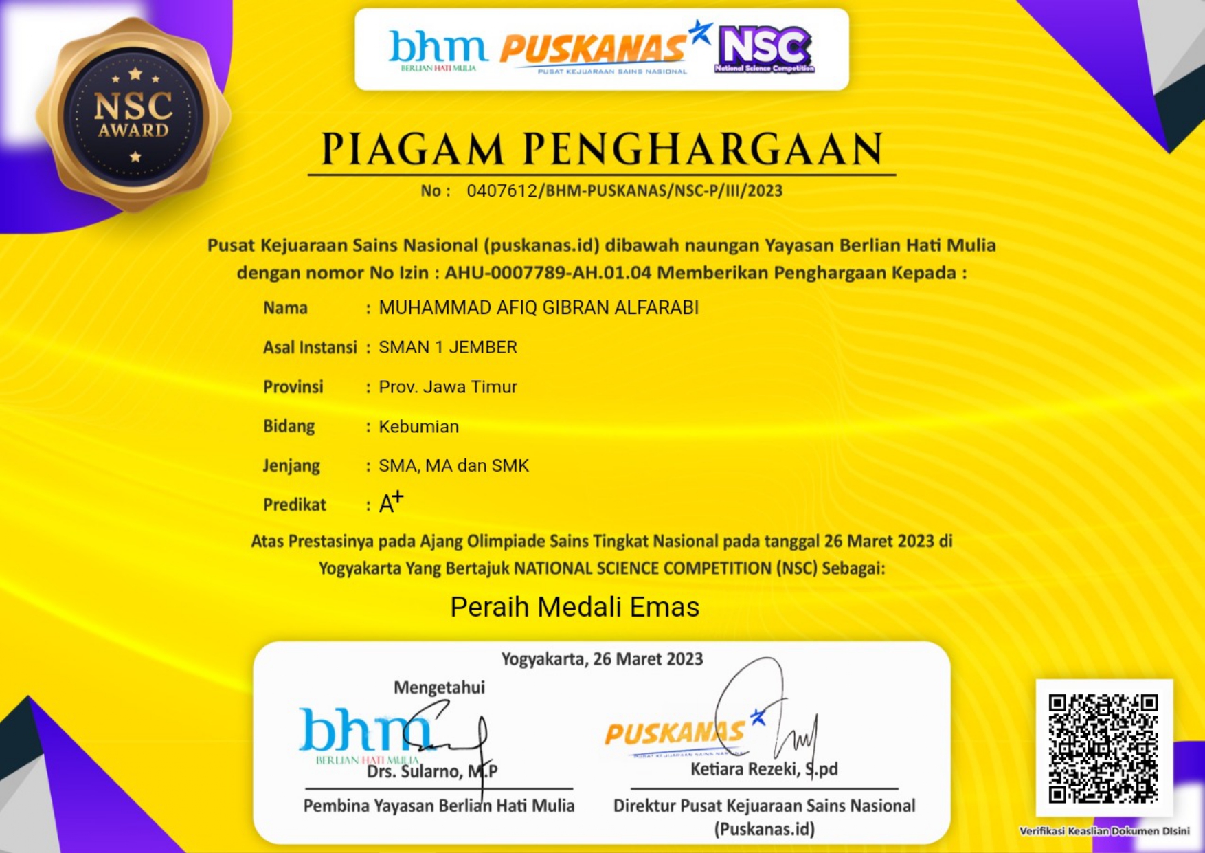 National Science Competion 2023 Bidang Kebumian 