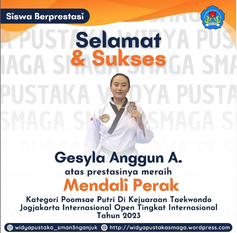 Meraih mendali perak Poomsae putri di Kejuaraan Taekwondo Jogjakarta Internasional Open Tingkat Internasional Tahun 2023