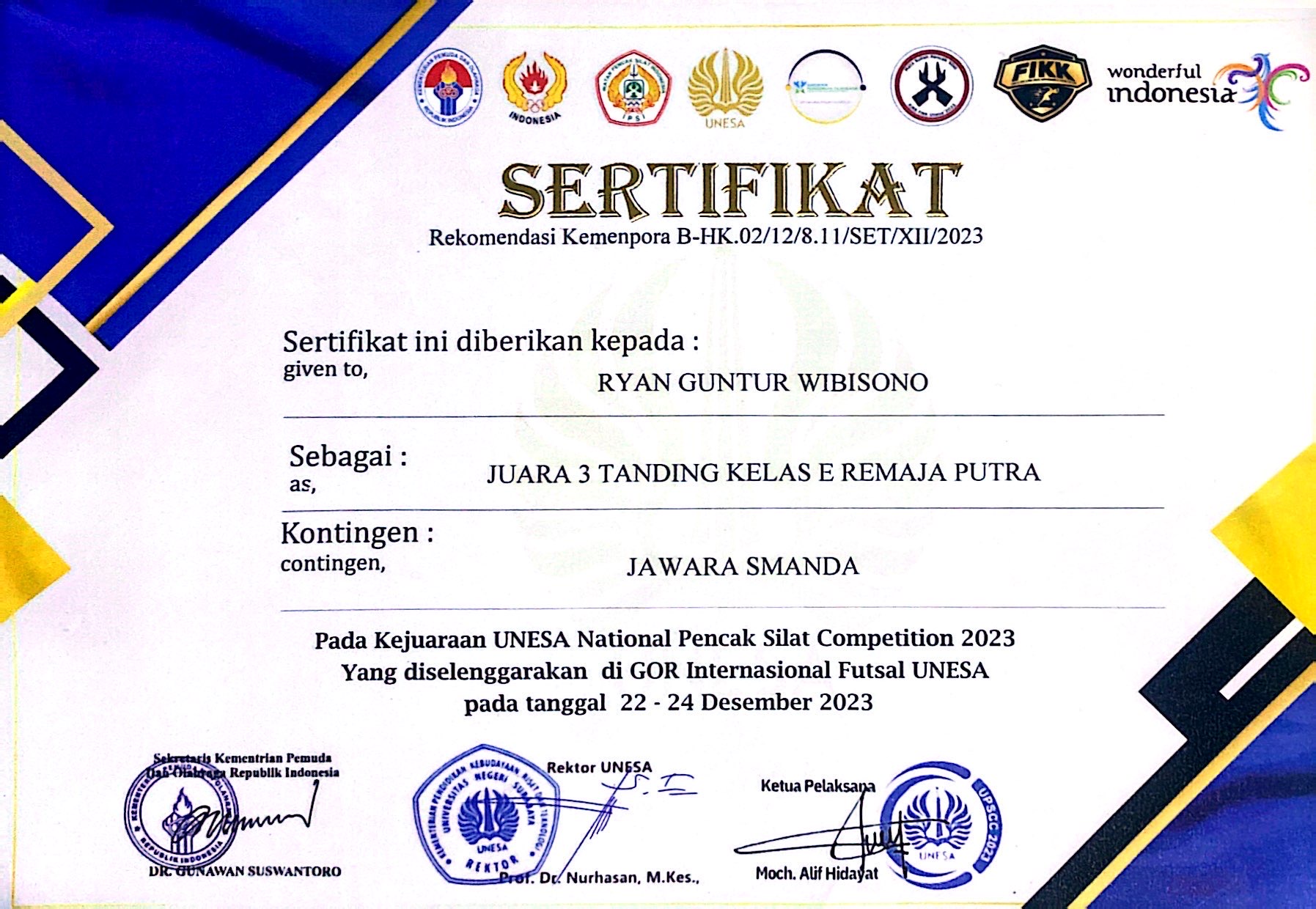 Kejuaraan UNESA National pencak silat competition 2023