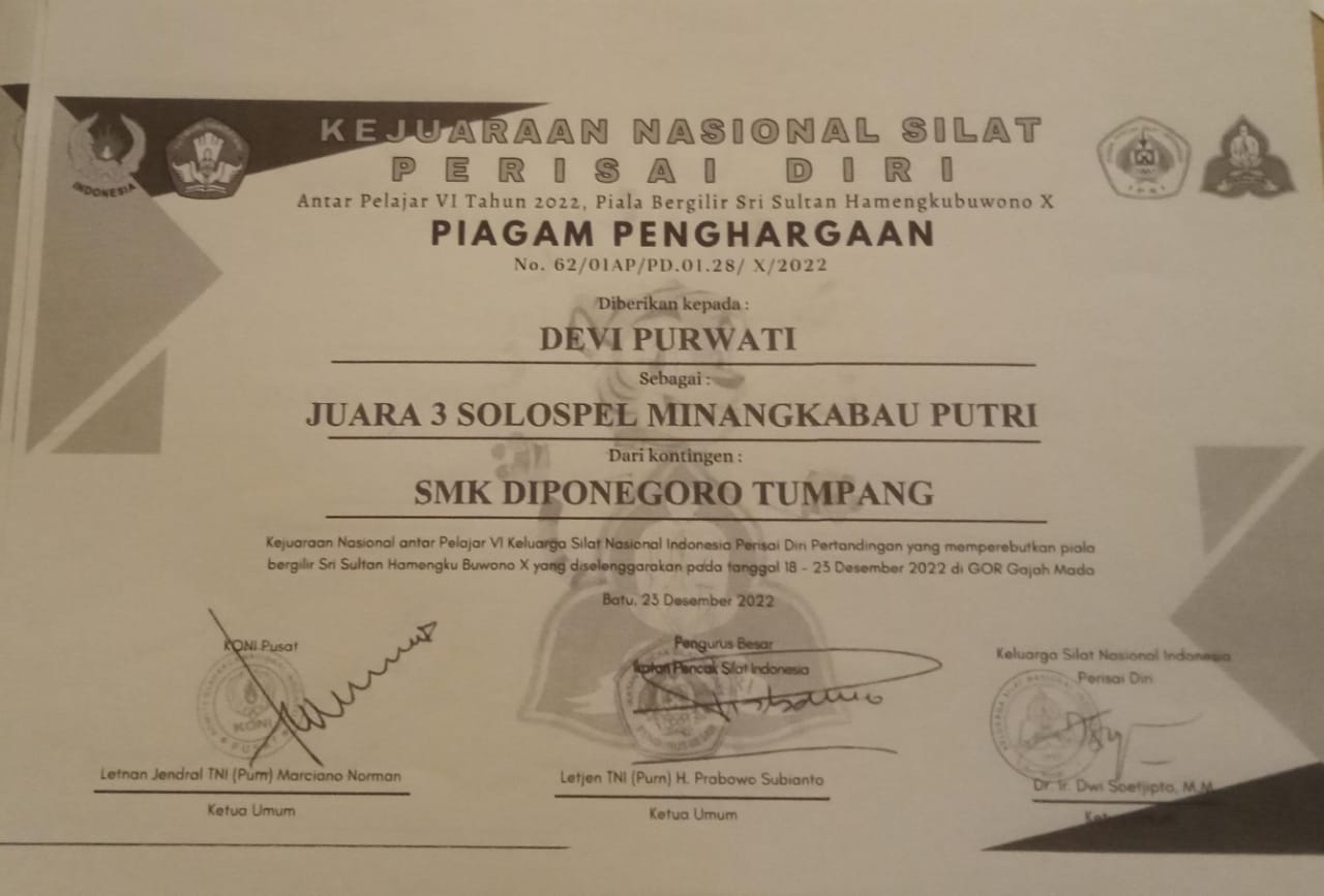 JUARA III SOLOSPEL MINANGKABAU PUTRA KEJUARAAN NASIONAL ANTAR PELAJAR VI