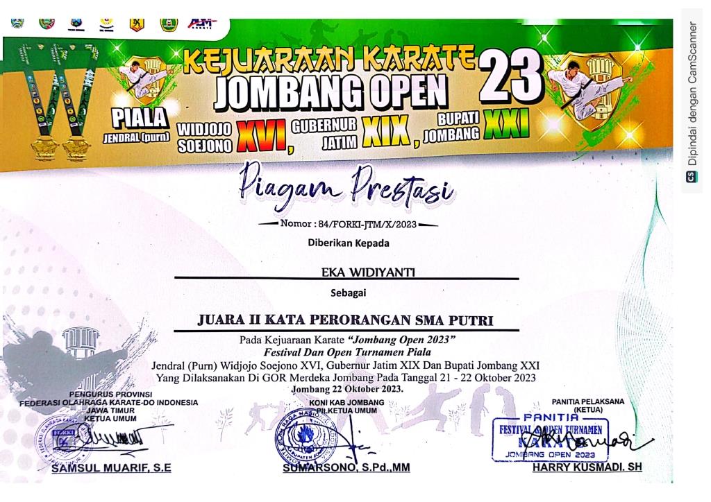 Kejuaraan Karate Jombang Open 2023 Festival dan Open Turnamen Piala - Kata Perorangan SMA Putri