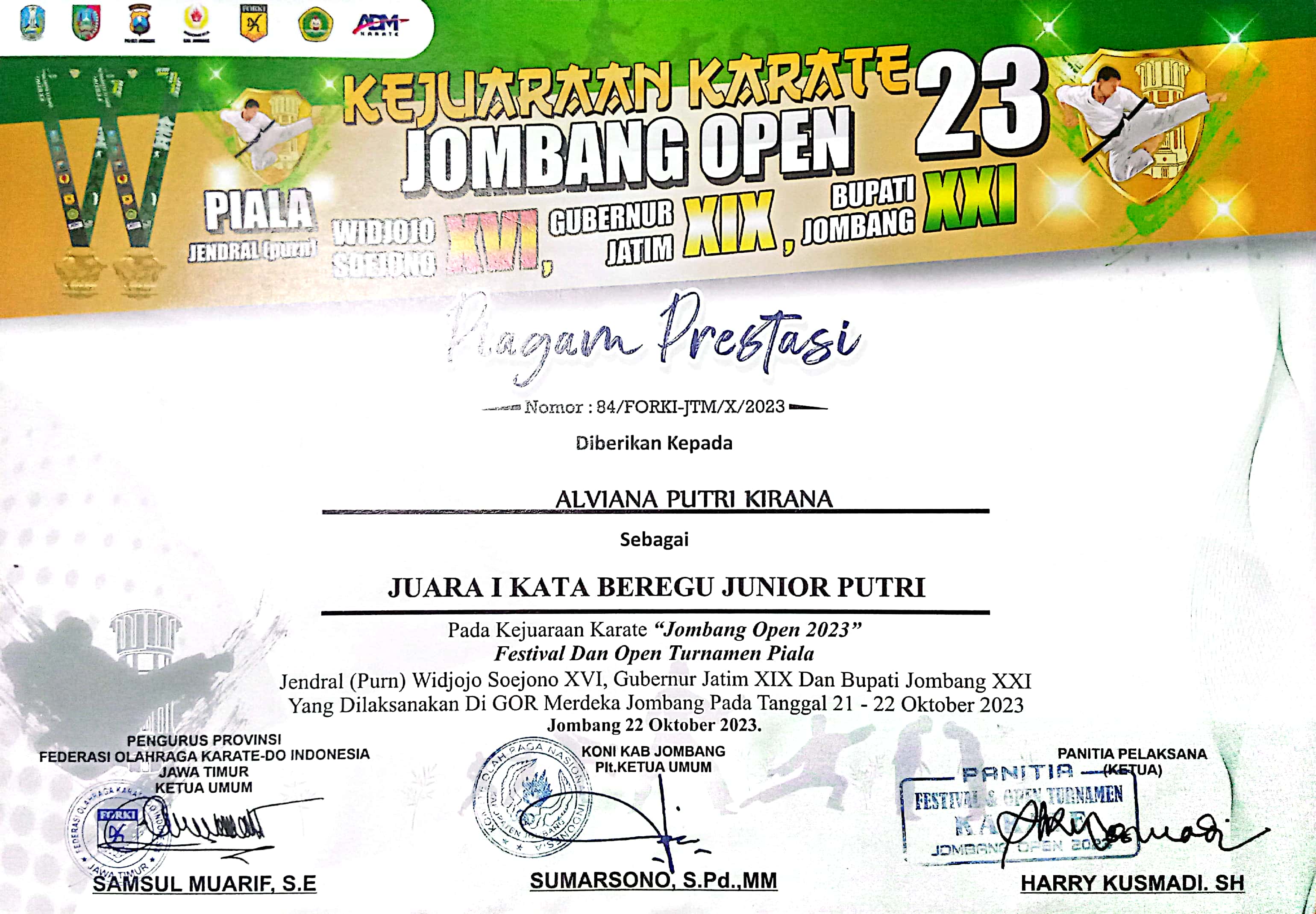 Kata Beregu Junior Putri Jombang Open Turnamen 