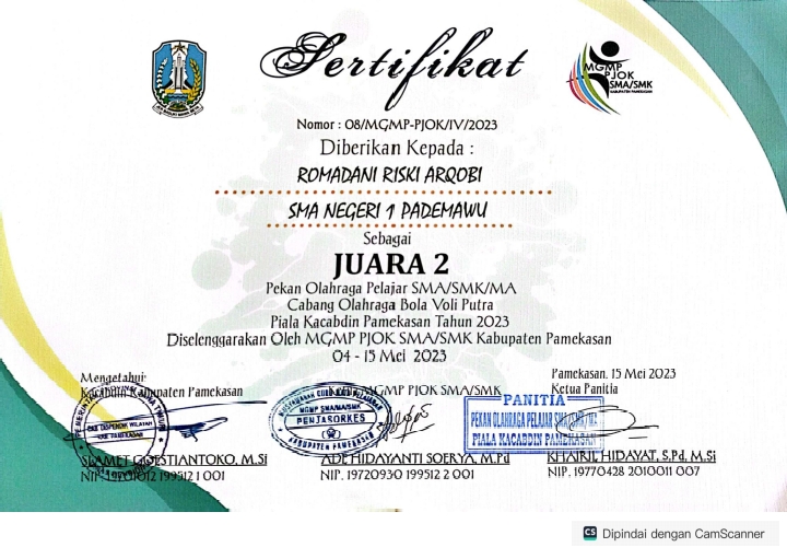 PIALA KACABDIN PAMEKASAN TAHUN 2023 CABANG OLAHRAGA BOLA VOLI PUTRA 