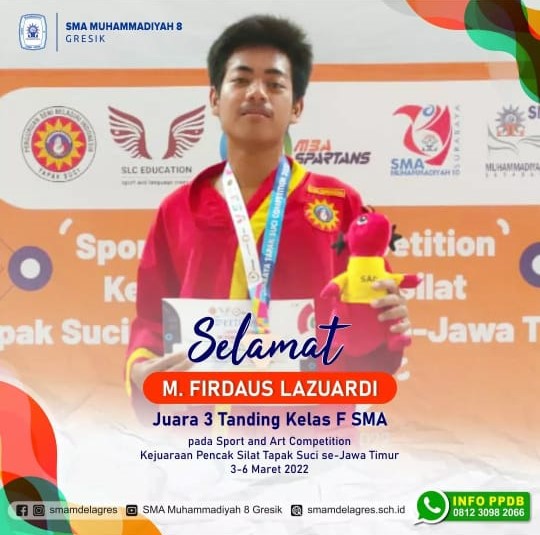 JUARA 3 TANDING KELAS F SMA PADA SPORT AND ART COMPRTITION KEJUARAAN PENCAK SILAT TAPAK SUCI SE-JAWA TIMUR 