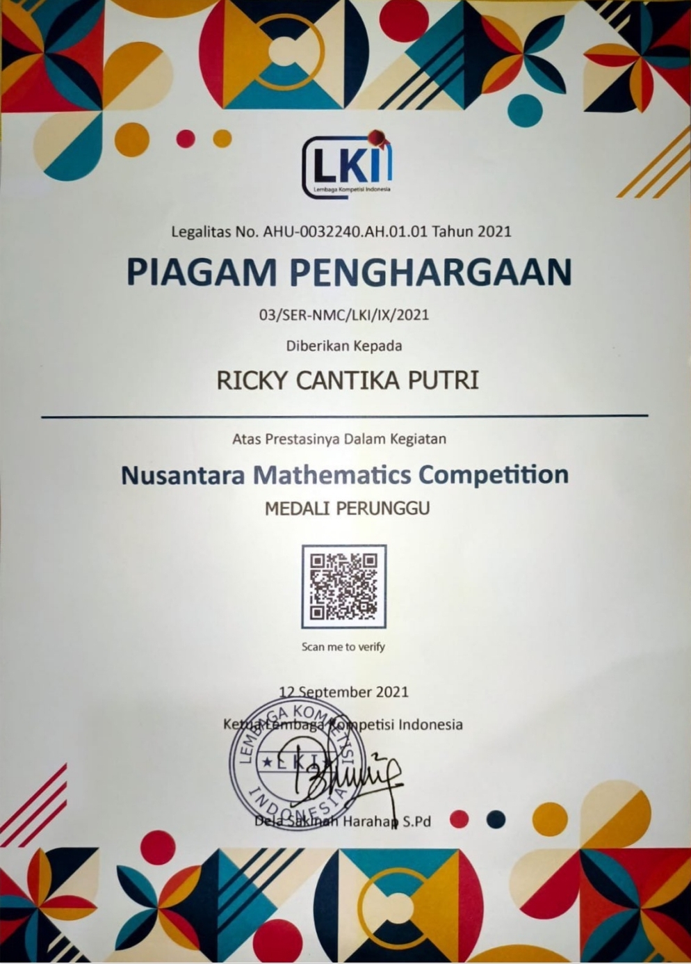 MEDALI PERUNGGU NUSANTARA MATHEMATICS COMPETITION