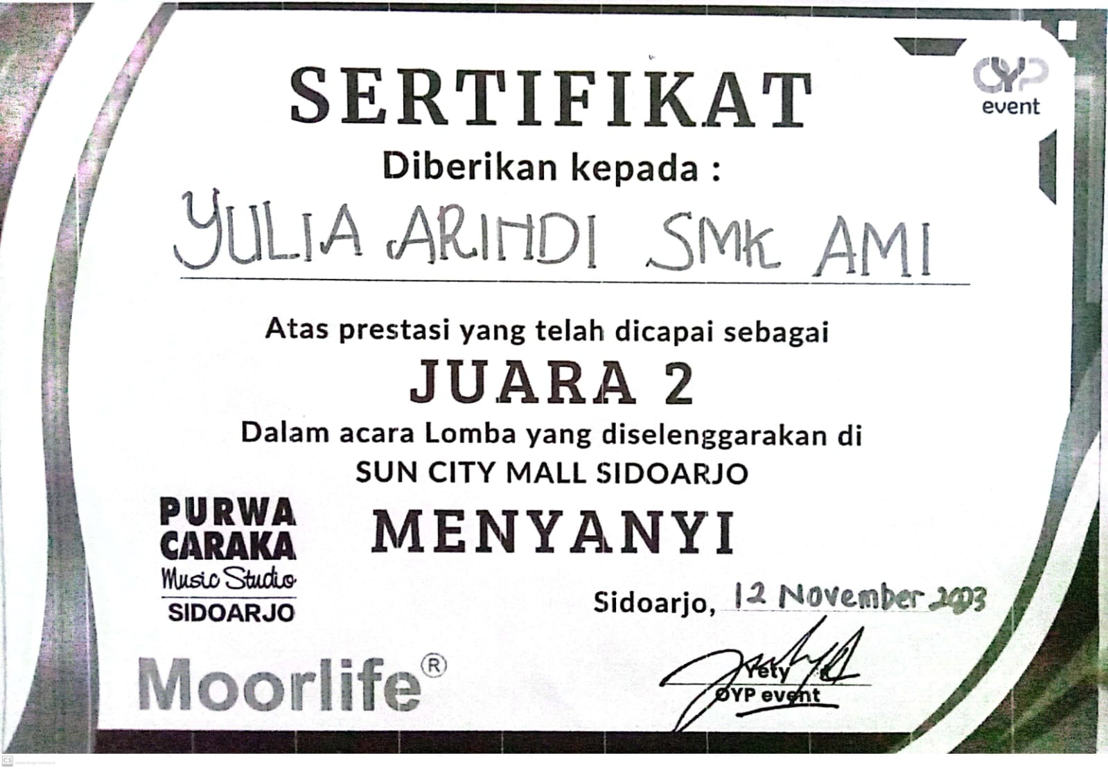 Lomba menyanyi di Sun City Mall Sidoarjo