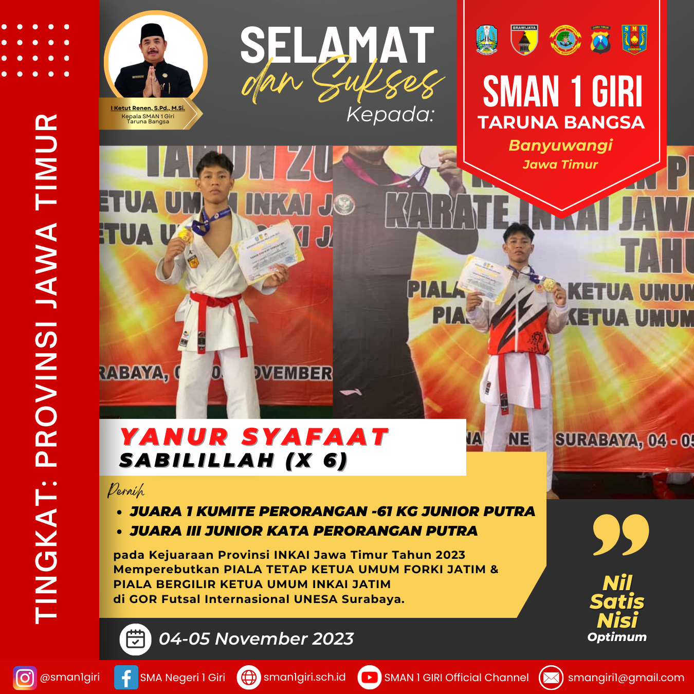 Kumite Perorangan-61 kg Junior Putra pada Kejuaraan Provinsi INKAI Jawa Timur 2023