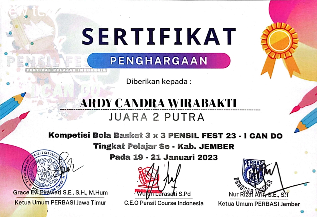 Kompetisi Bola Basket 3 x 3 PENSIL FEST 23 – I CAN DO Tingkat Pelajar Se-Kabupaten Jember 