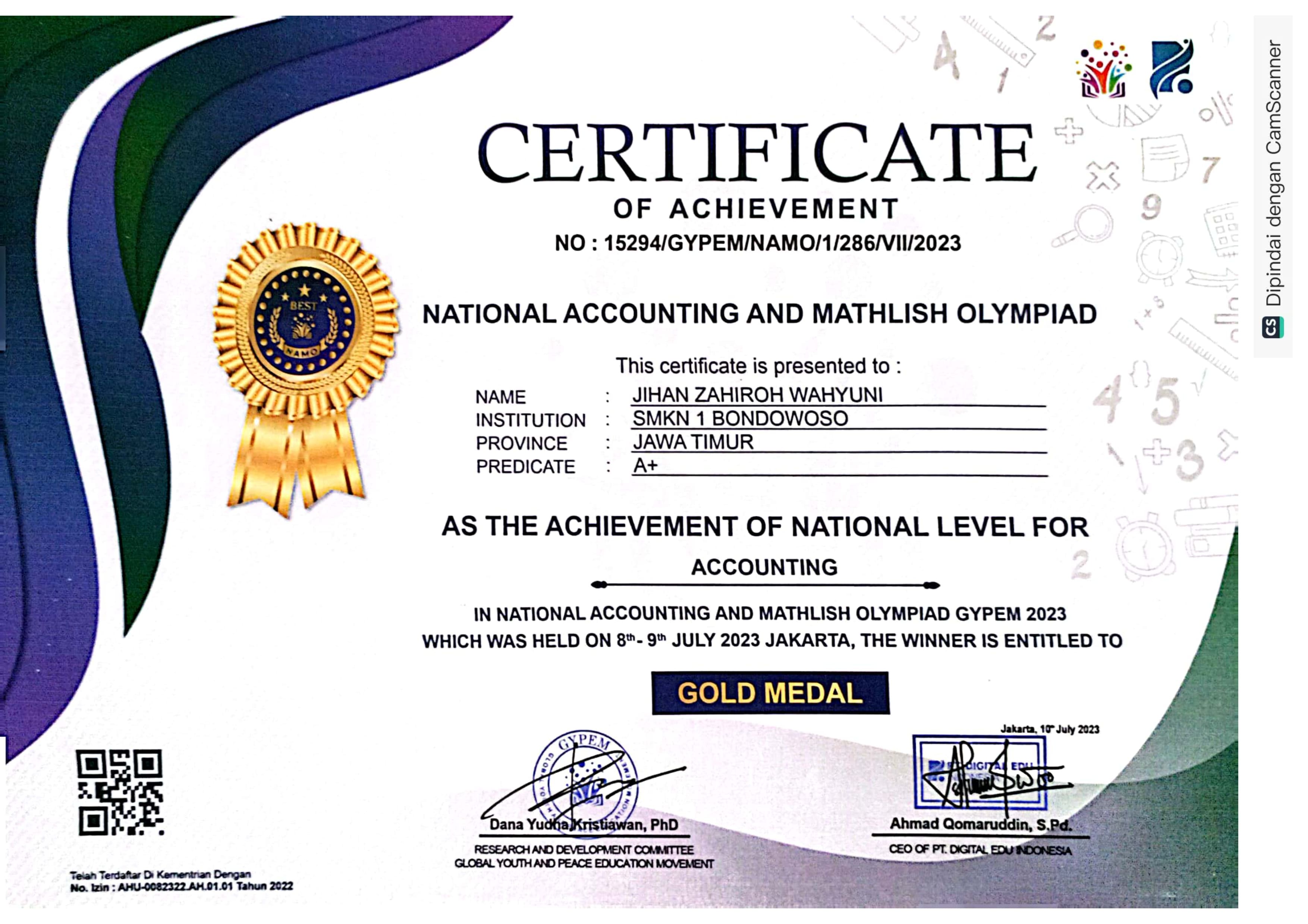 NATIONAL ACCOUNTING AND MATHLISH OLYMPIAD (ACCOUNTING)