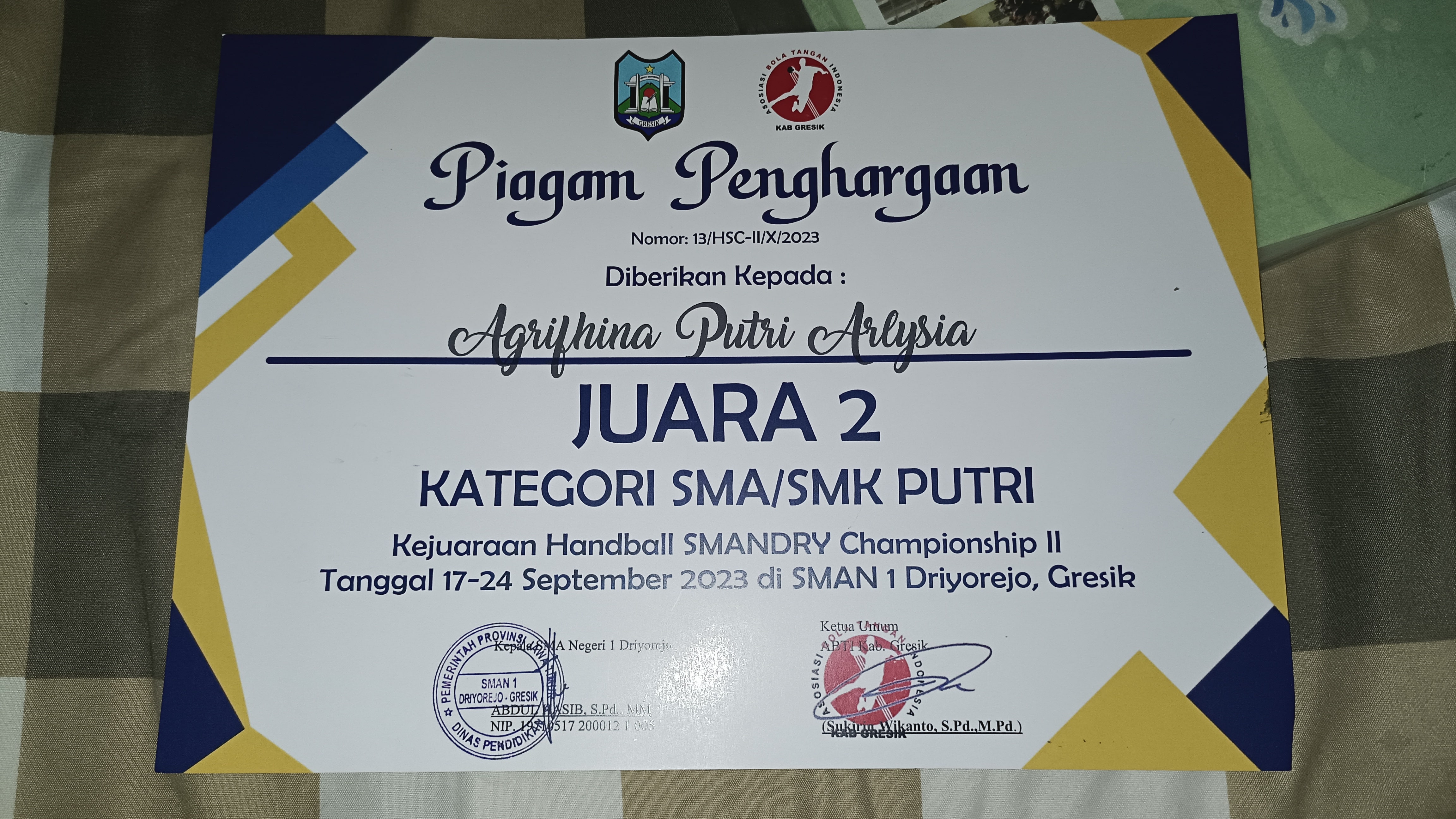 JUARA 2 HANDSBALL PUTRI SMANDRY CHAMPIONSHIP 2023