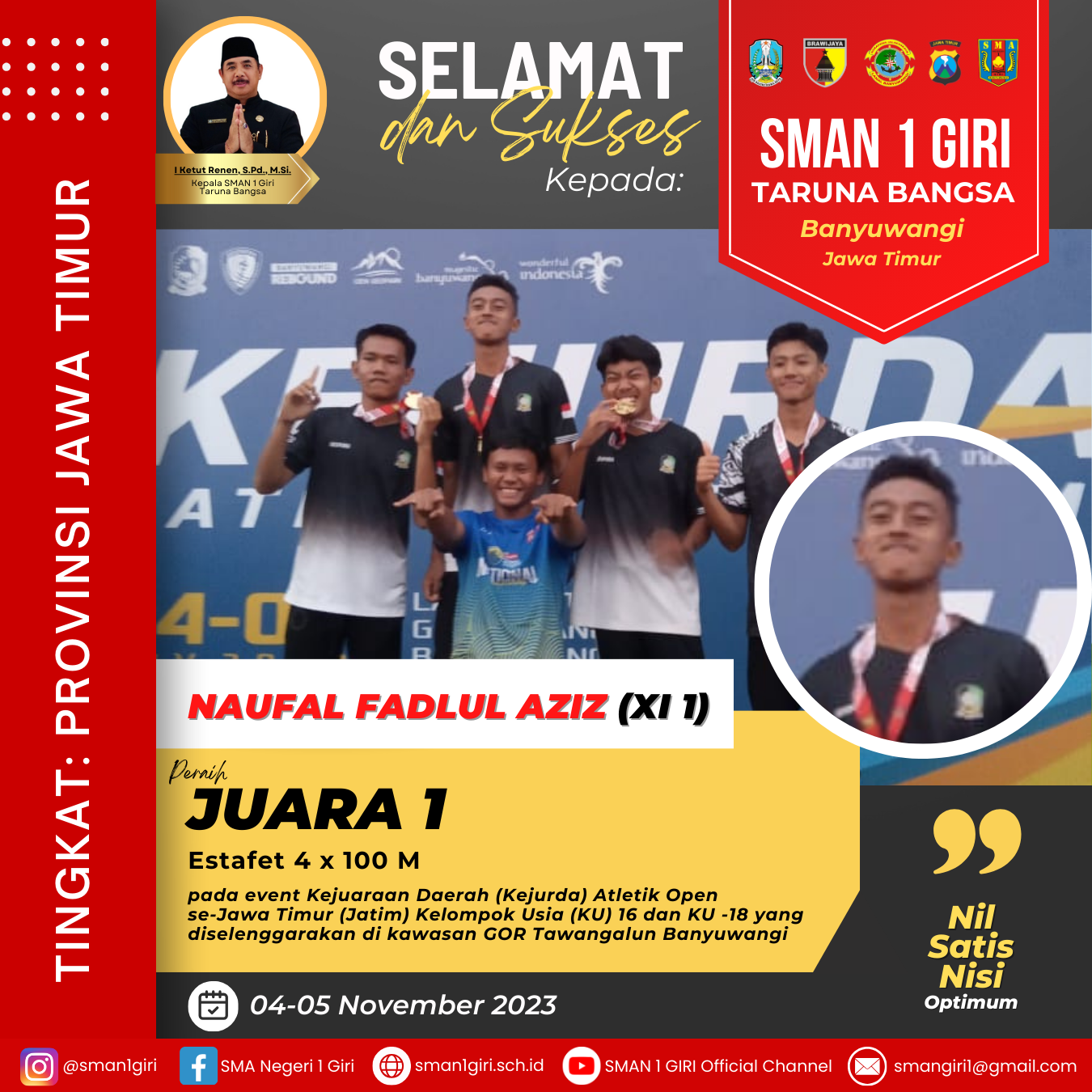 Kejurda Atletik Open se Jatim KU 16 dan KU 18 Selam Finswimming 4x100 m esrafet putra