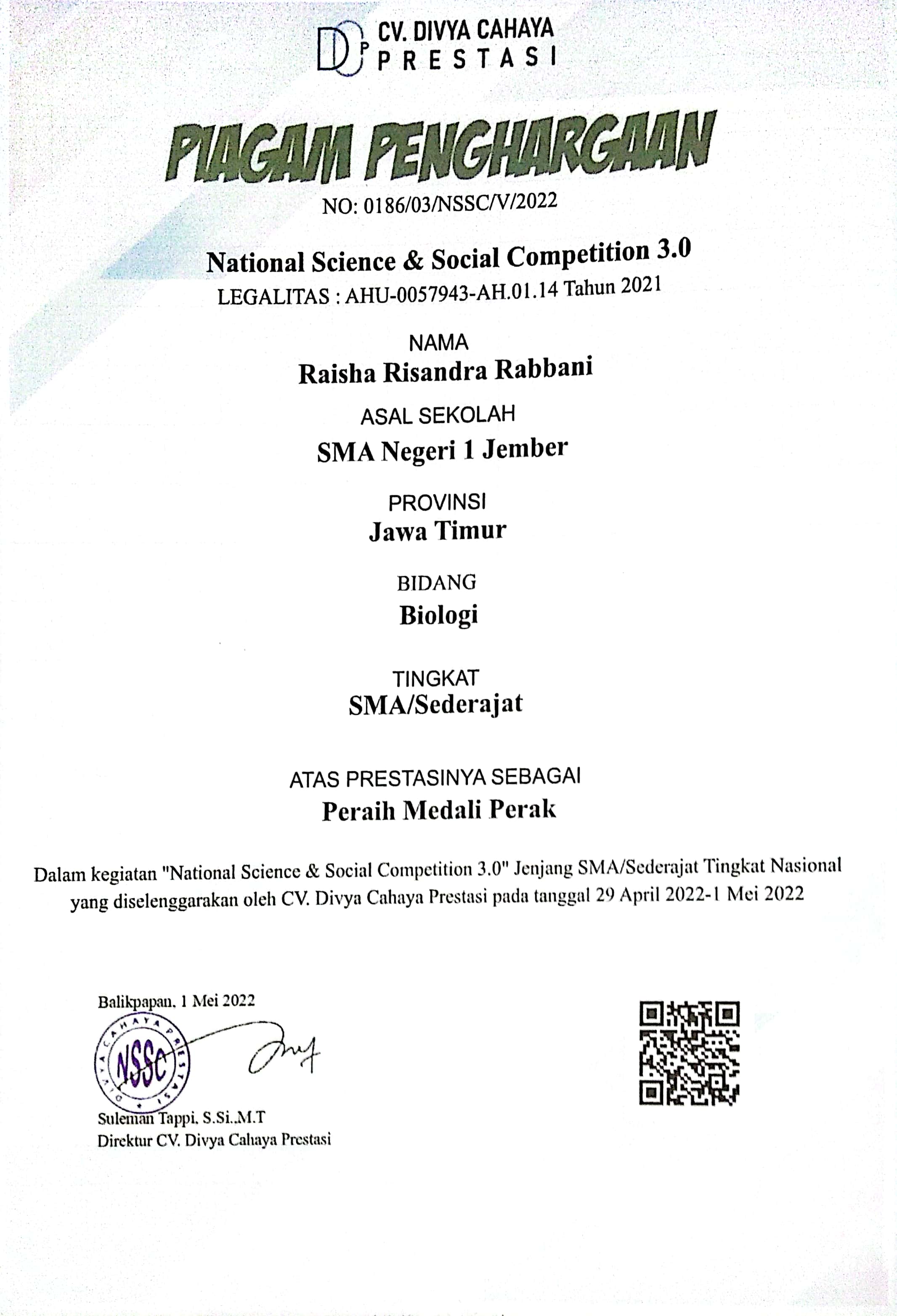 National Science & Social Competition 3.0 Bidang Biologi 