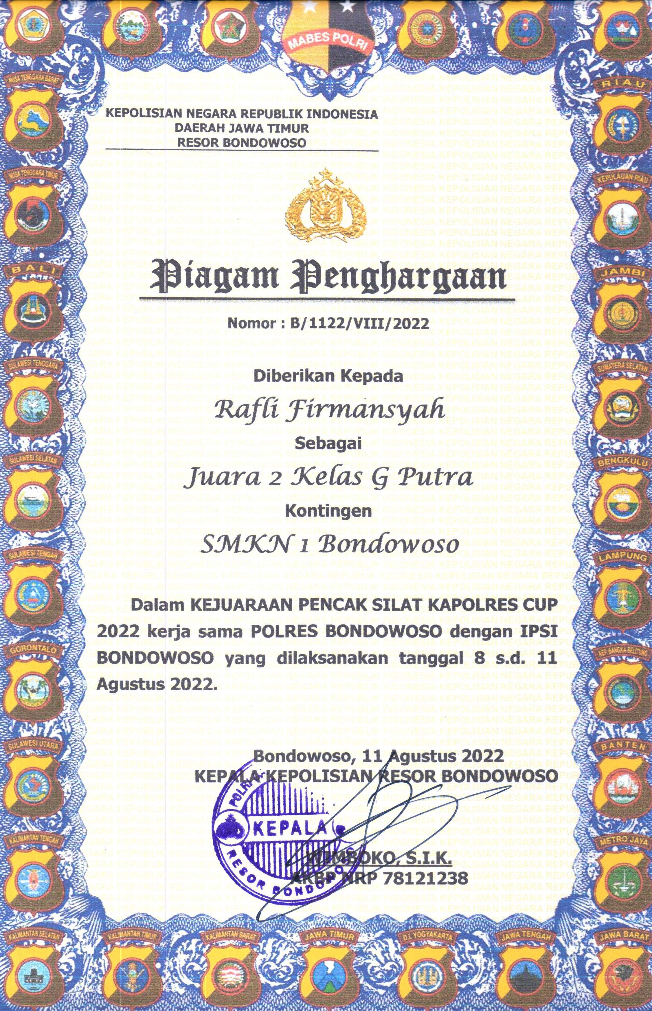 KEJUARAAN PENCAK SILAT KAPOLRES CUP (KELAS G PUTRA)