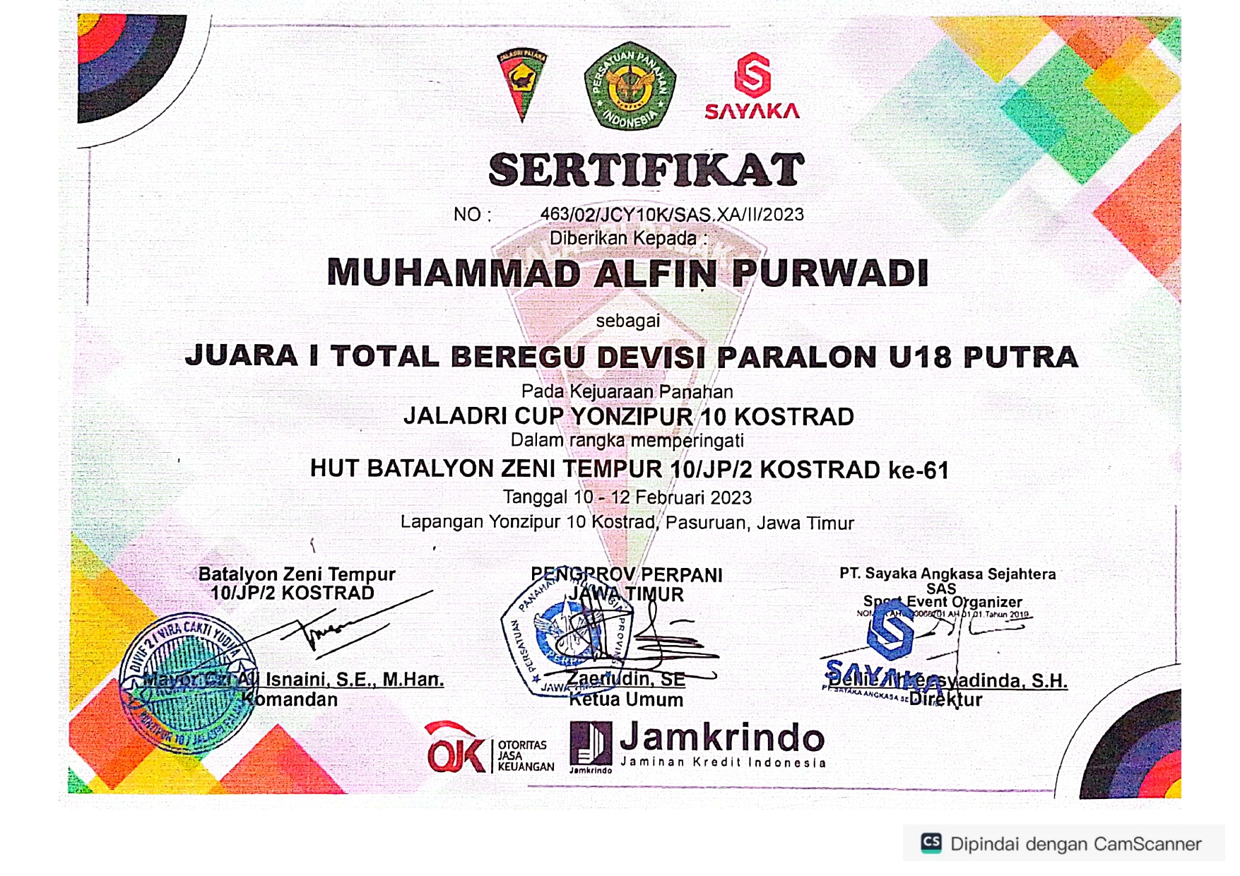 Jaladri Cup Yonzipur 10 Kostrad (Paralon U 18 Putra)