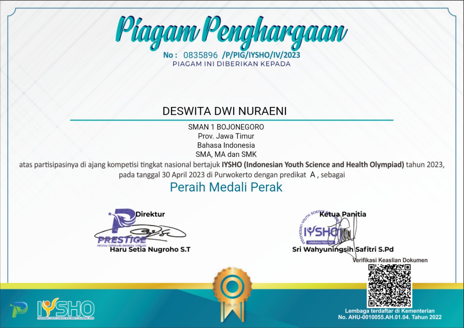 IYSHO (Indonesian Youth Science and Health Olympiad) tahun 2023 Bidang Bahasa Indonesia