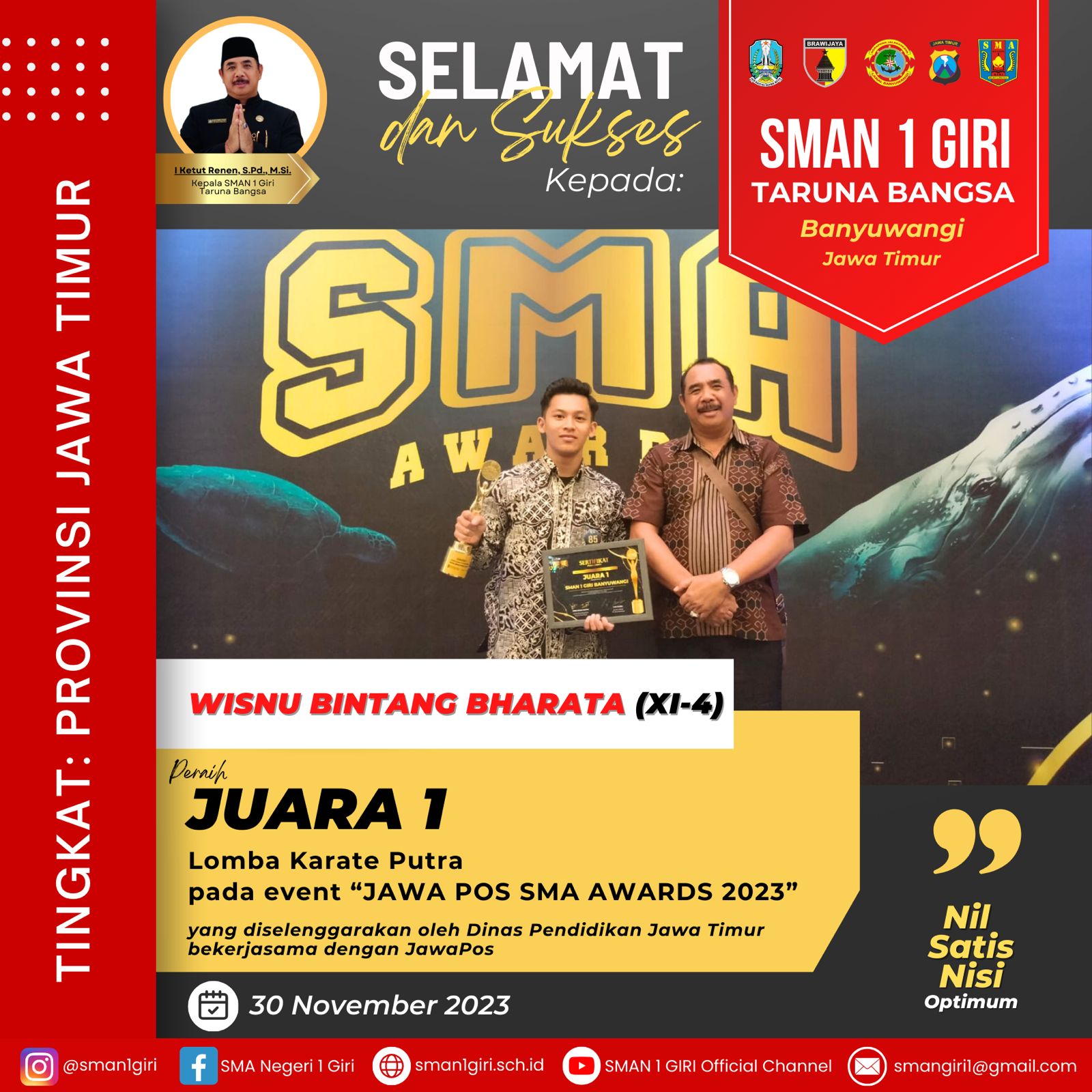 Kejuaraan Karate Putra pada event Jawa Pos SMA Awards 2023