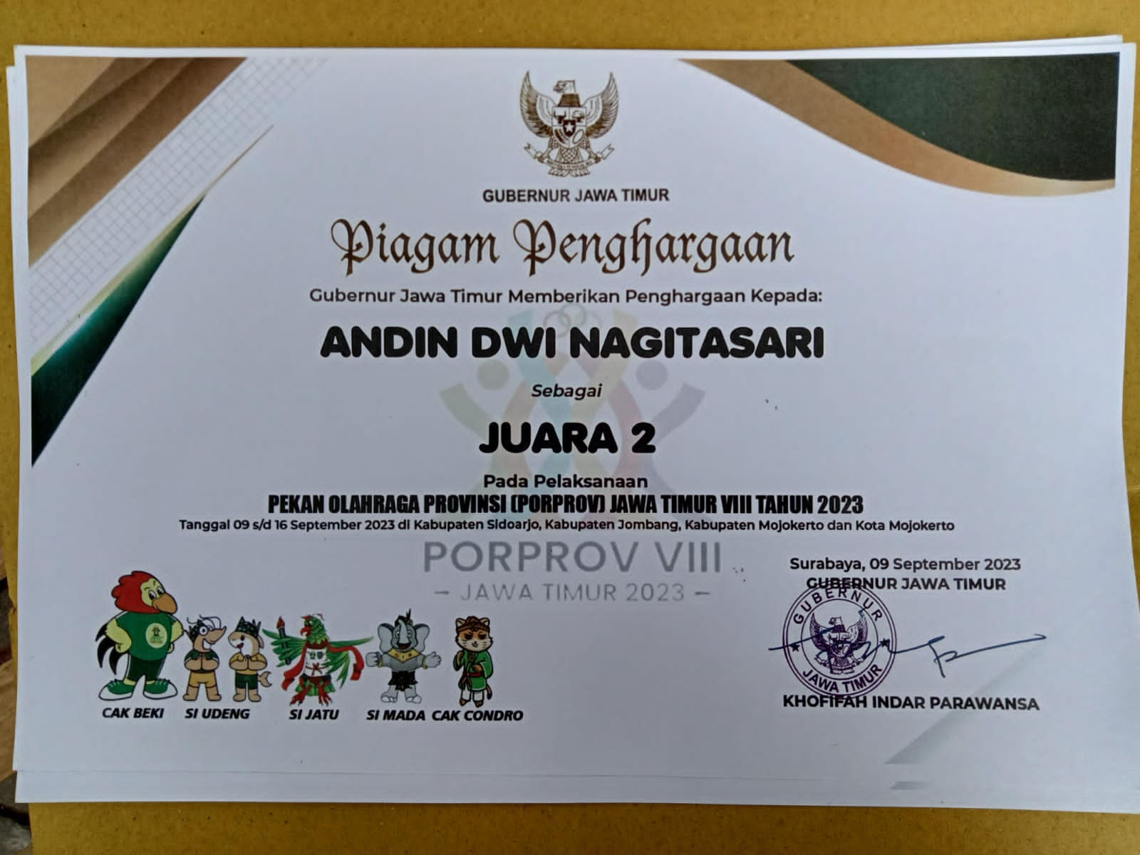 JUARA 2 PEKAN OLAHRAGA PROVINSI (PORPROV) JAWA TIMUR VIII TAHUN 2023 CABOR SEPAK TAKRAW