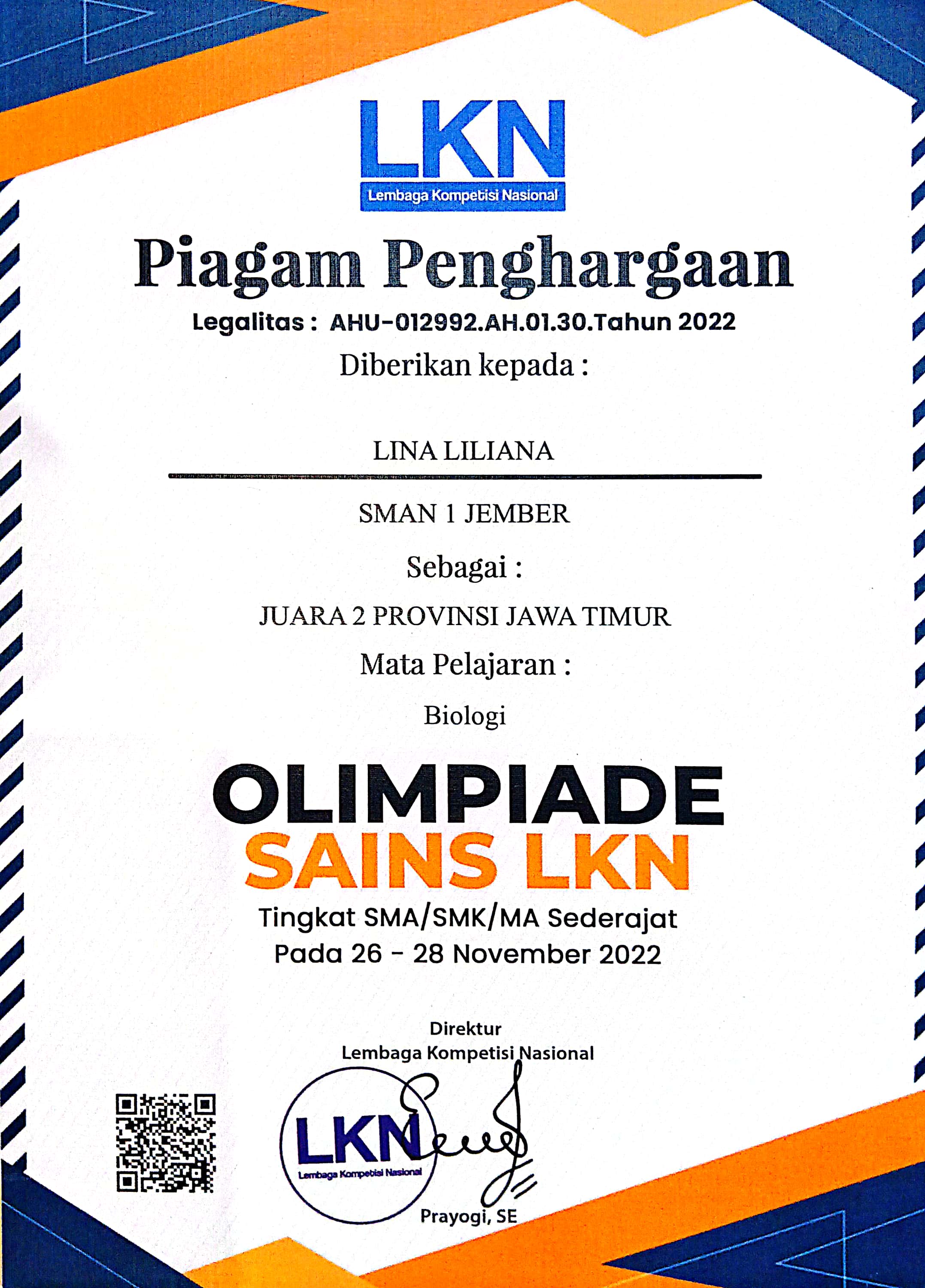 OLIMPIADE SAINS LKN - BIOLOGI