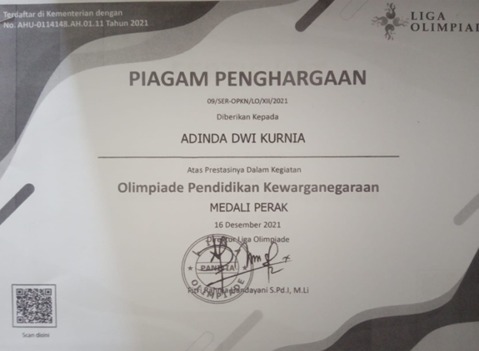 JUARA 2 OLIMPIADE KEWARGANEGARAAN TAHUN 2021, TINGKAT NASIONAL