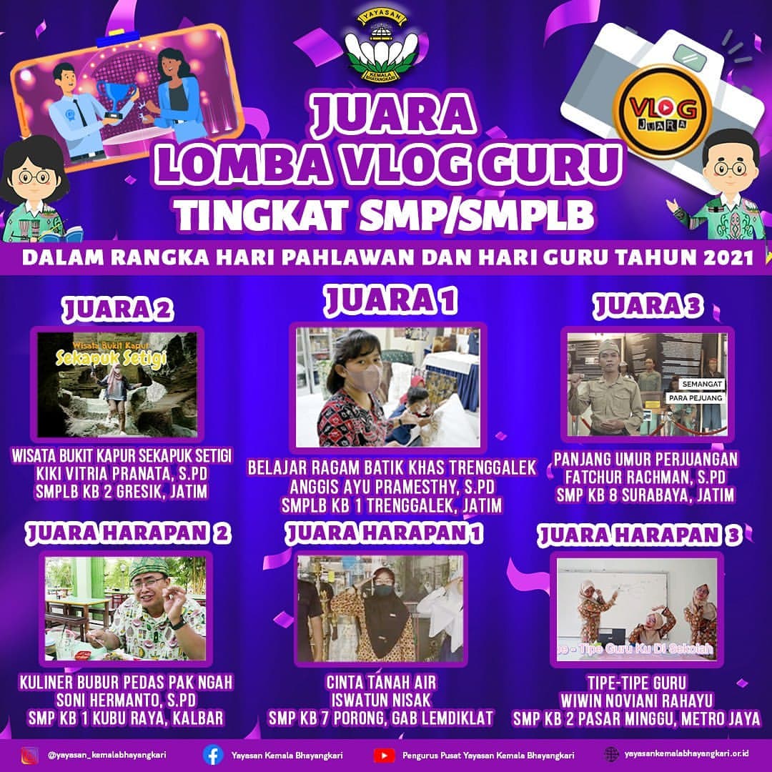 Lomba Vlog Guru tingkat SMP/SMPLB dalam rangka HUT ke 41 Yayasan Kemala Bhayangkari