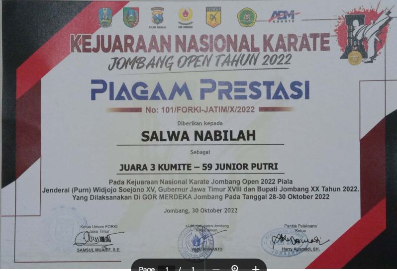 Juara 3 Kumite - 59 Junior Putri