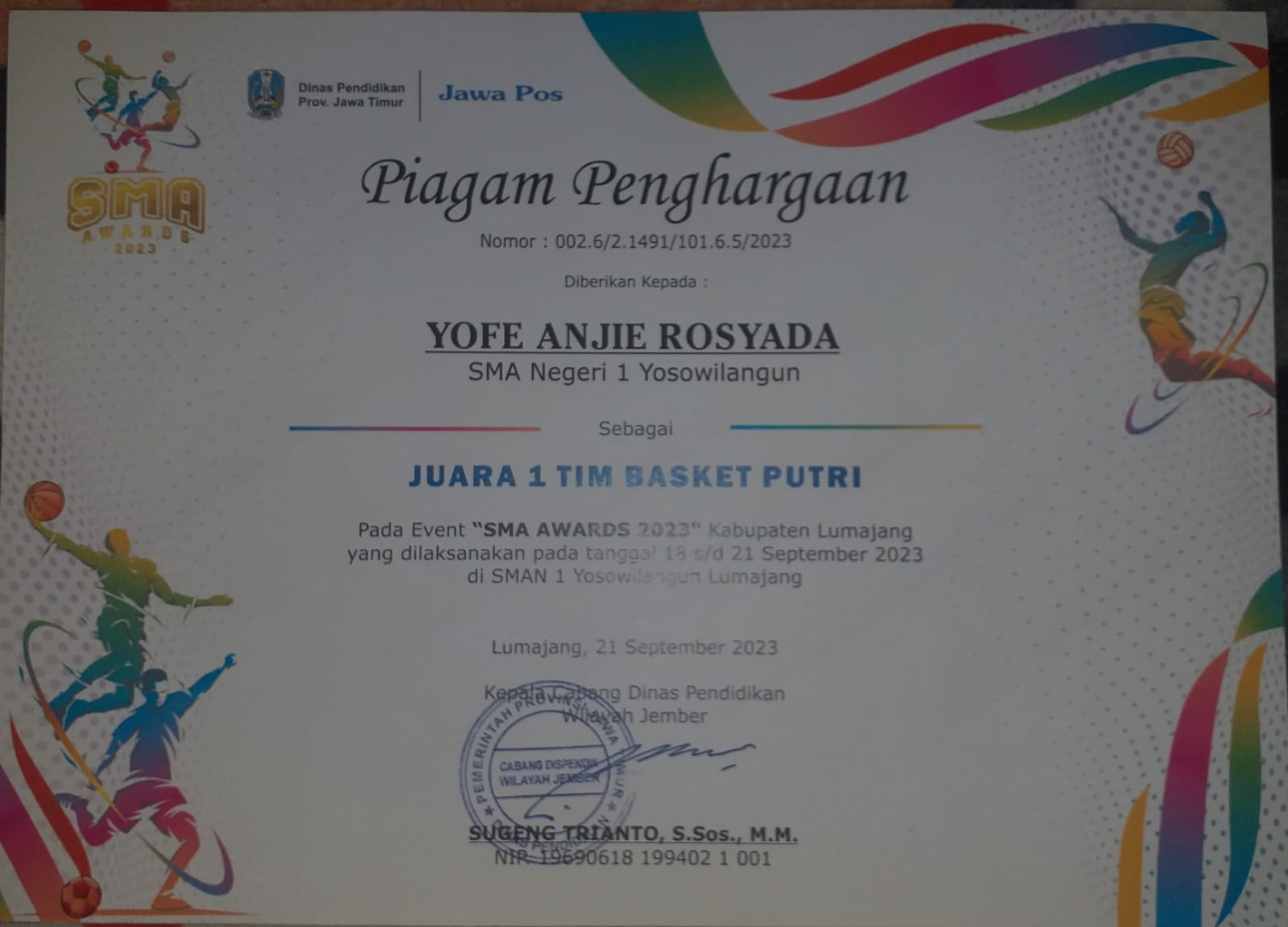 SMA AWARDS 2023 BASKET PUTRI