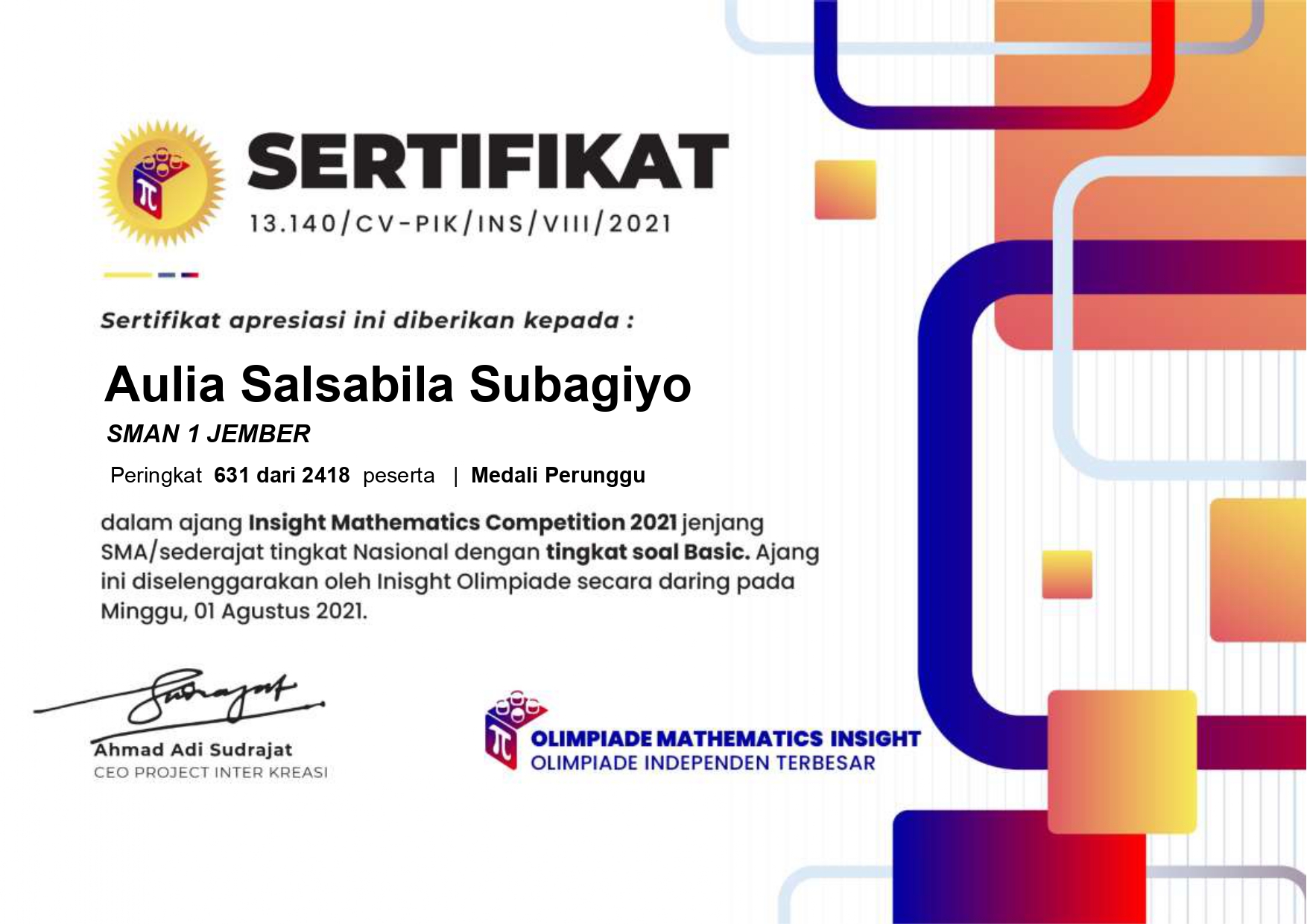 Insight Mathematics Competition 2021