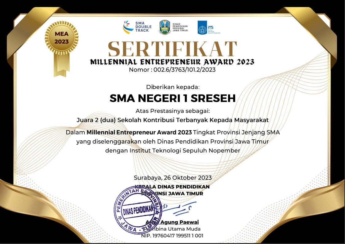 Milennial Entrepreneur Award 2023 - Kategori Sekolah Kontribusi Terbanyak Kepada Masyarakat